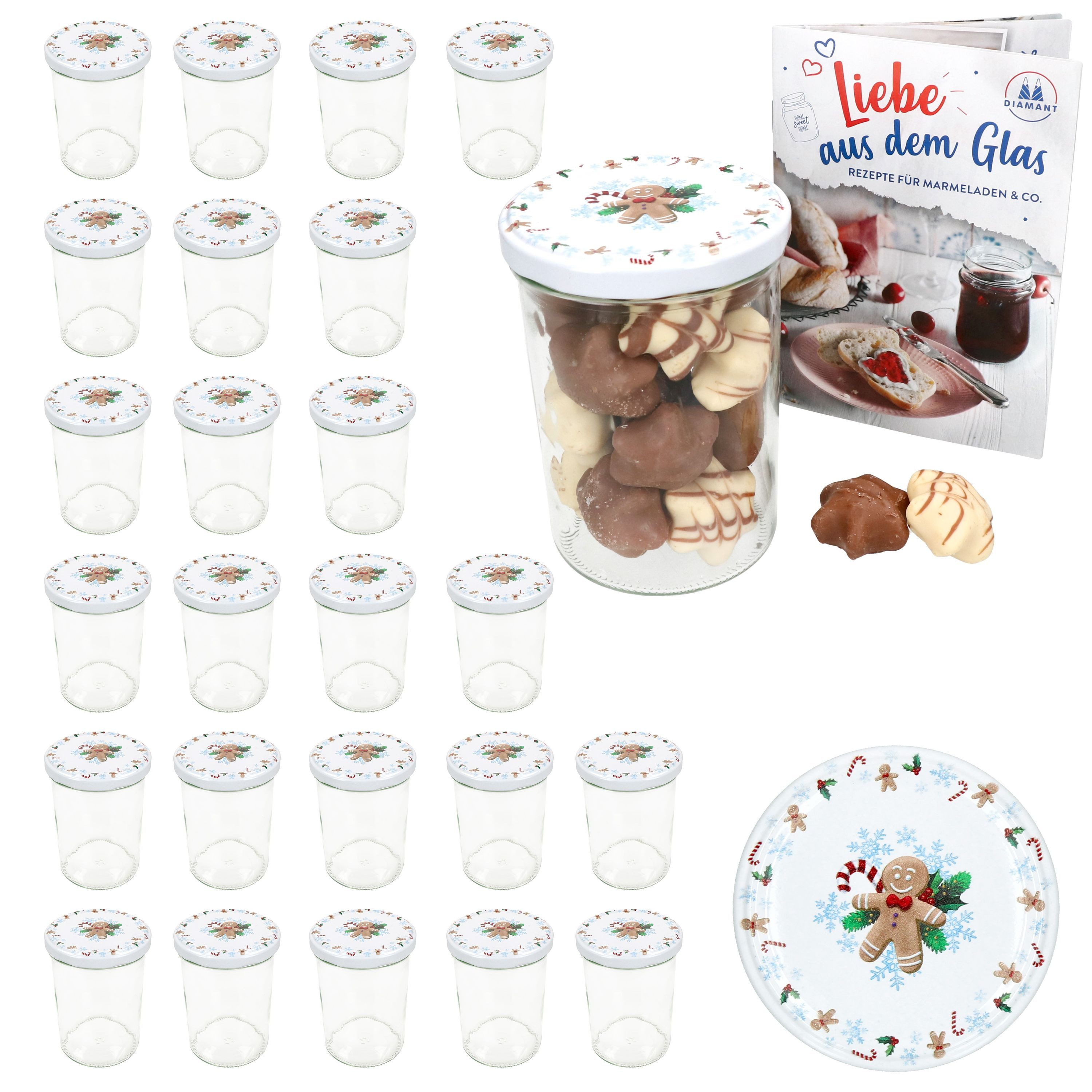 MamboCat Einmachglas 25er Set Sturzglas 435ml Einmachglas + TO-Deckel 82 Candyman eisblau, Glas