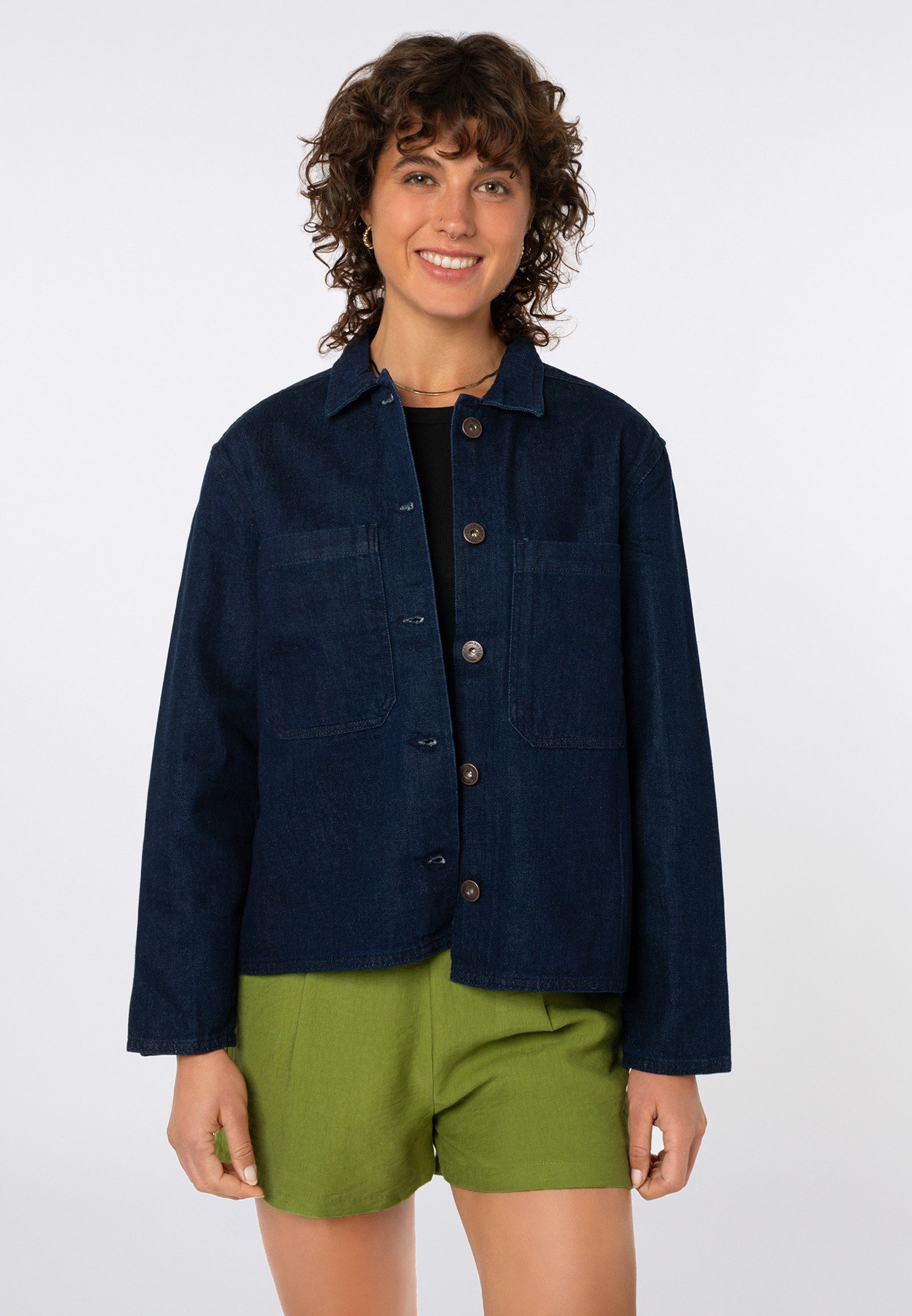 SUBLEVEL Jeansjacke Damen Denim Jacke Denim Overshirt mit Brusttaschen