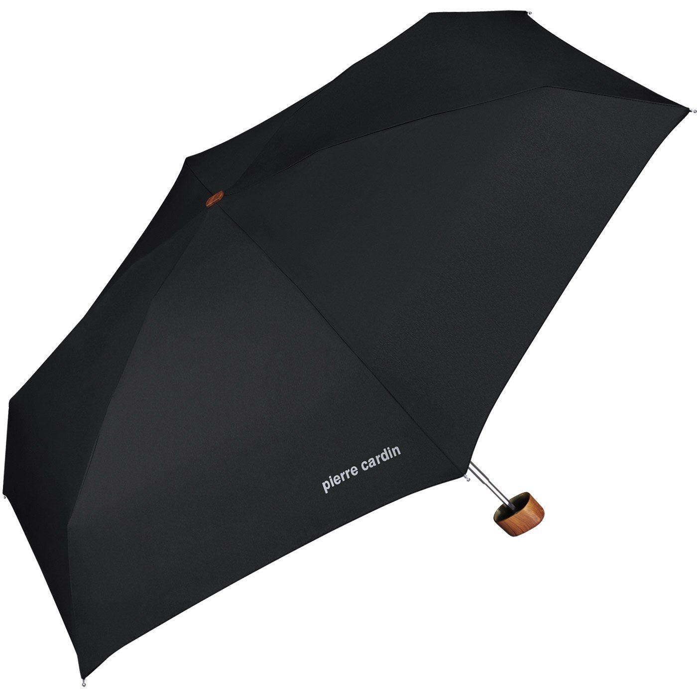 Pierre Cardin Taschenregenschirm leichter Minischirm mit Etui mybrella Noire, mit dem Hard-Case Etui in Holzoptik besonders edel – Bild 2 von 4