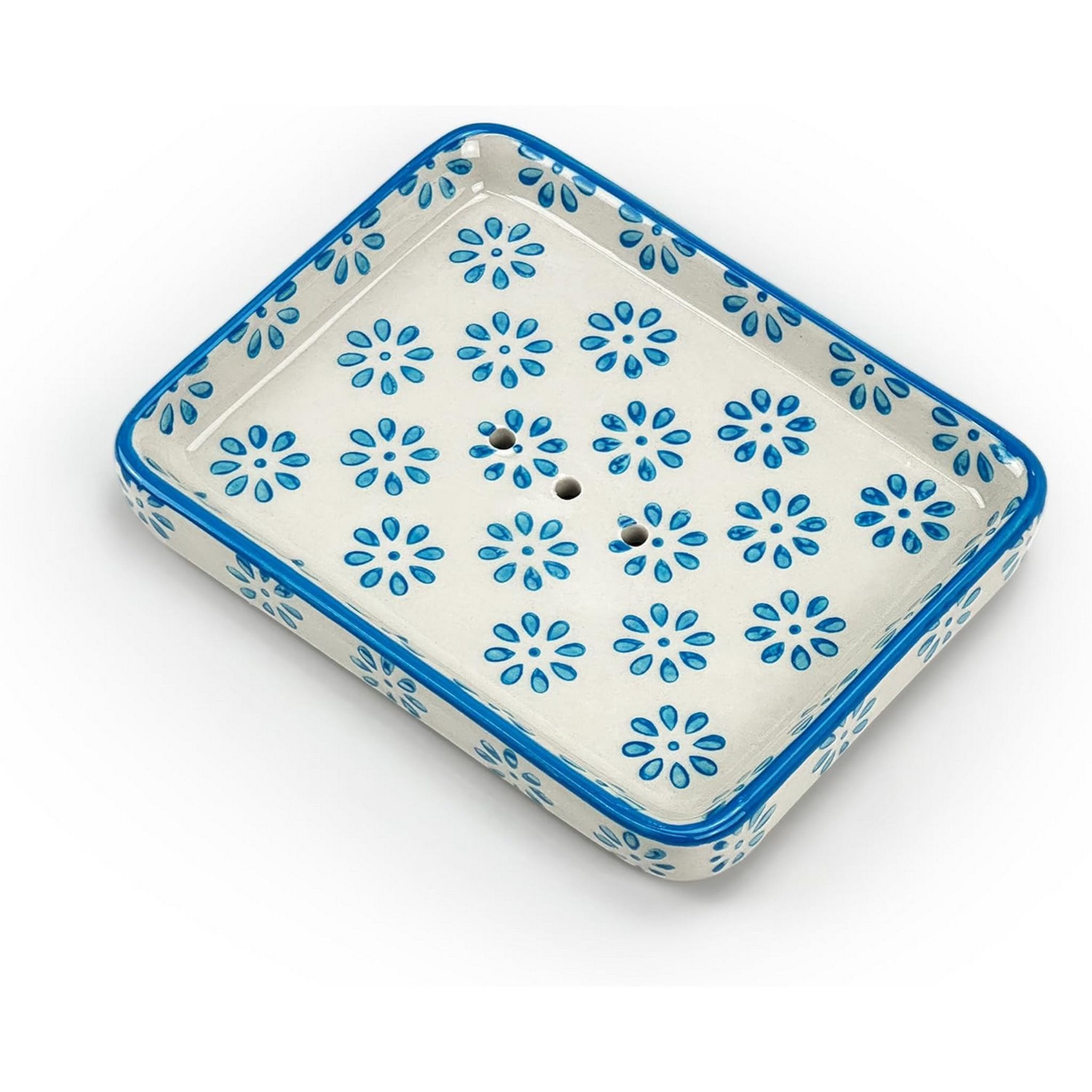 Parusia Seifenschale Parusia Seifenschale Blüten hellblau – dekorative Keramik-Seifenschale