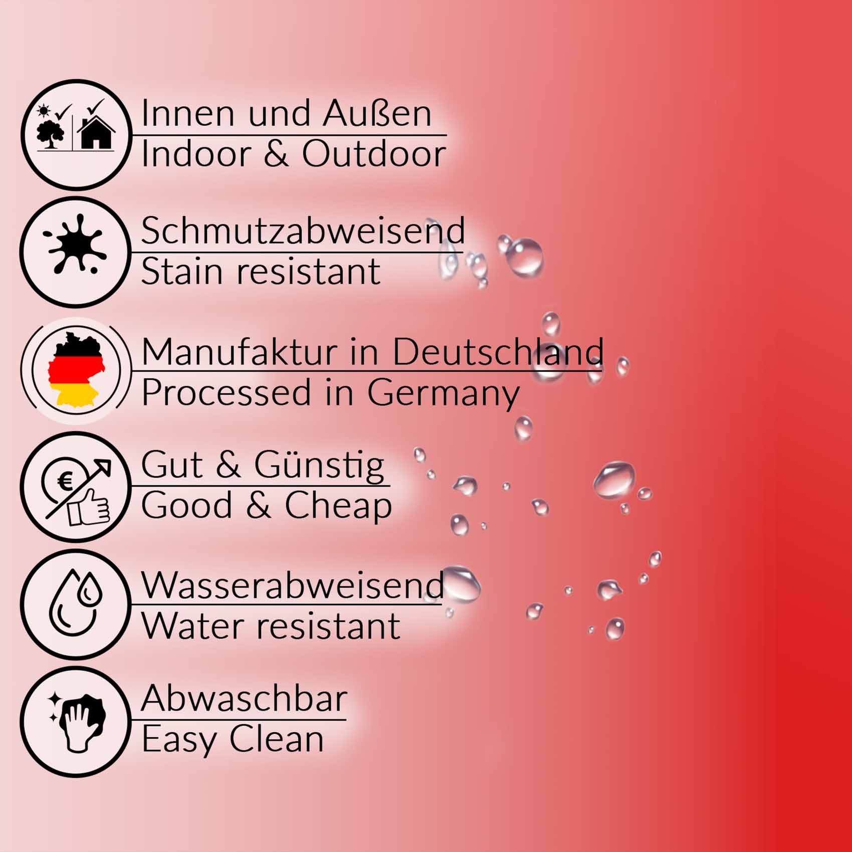 ANRO Tischdecke abwaschbar Wachstuch-Tischdecke Gartentischdecke (Einzelstück 1-tlg), wasserabweisend Einfarbig Rot Breite 140cm – Bild 4 von 5