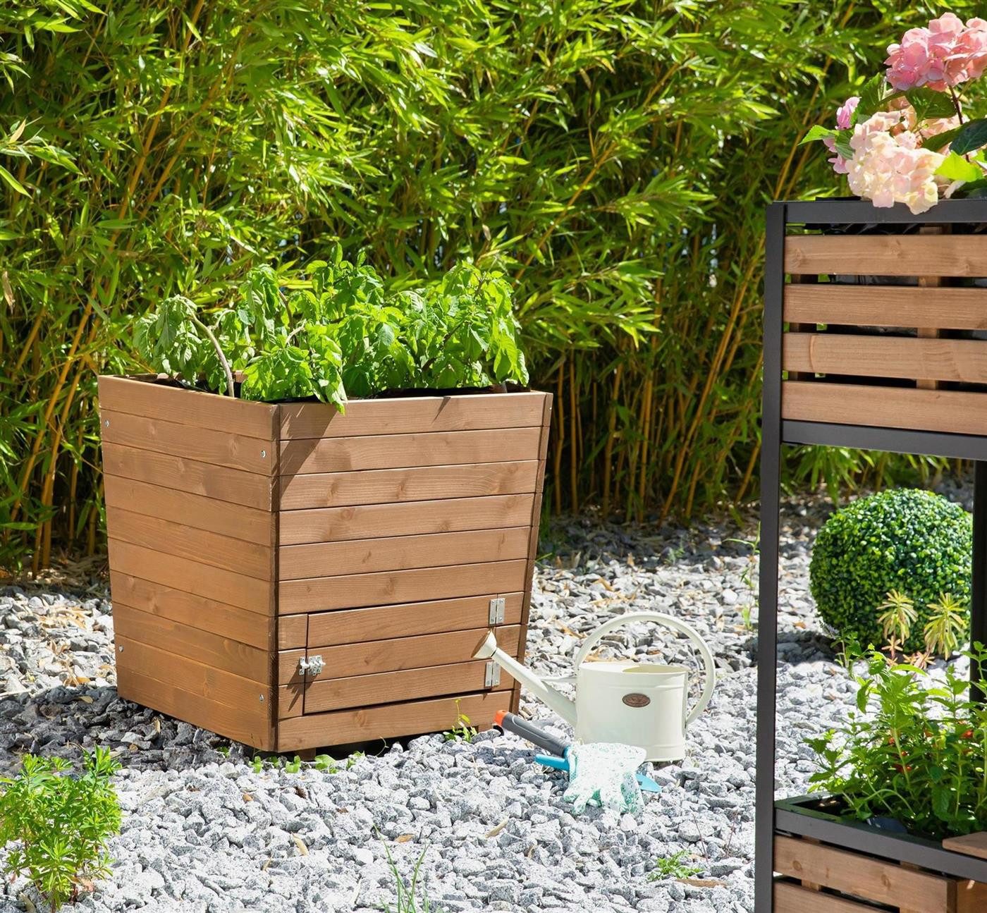 matrasa Hochbeet Kartoffel Pflanzbeet - Kartoffelbeet aus Holz 60x60x60 cm, Bequemes Ernten durch zwei seitiche Türen