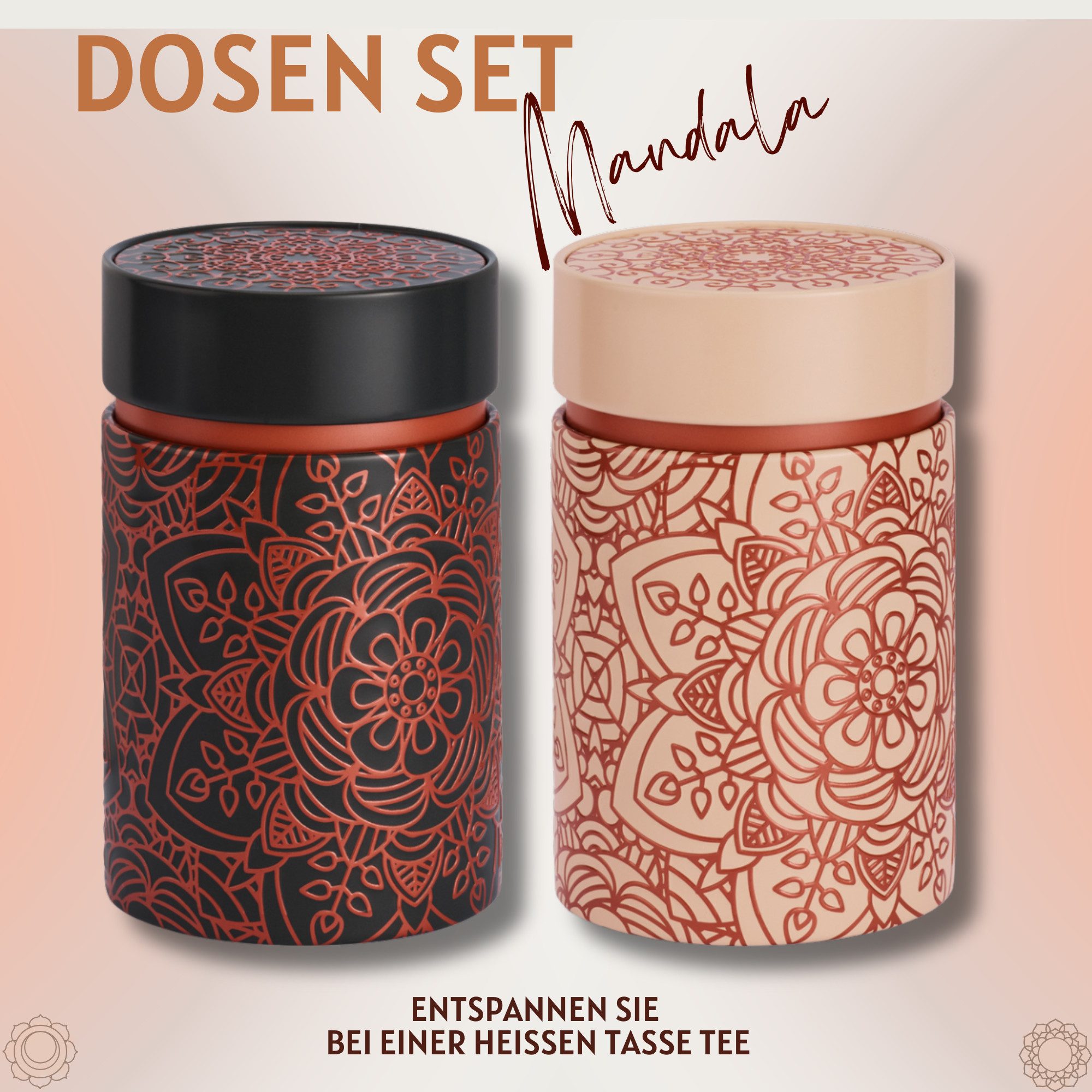 MediMuc Teedose 2er Set Mandala, (Dosen, 2er Set Mandala), Teedose, Gewürzdose, Motivdose, Dosen Set