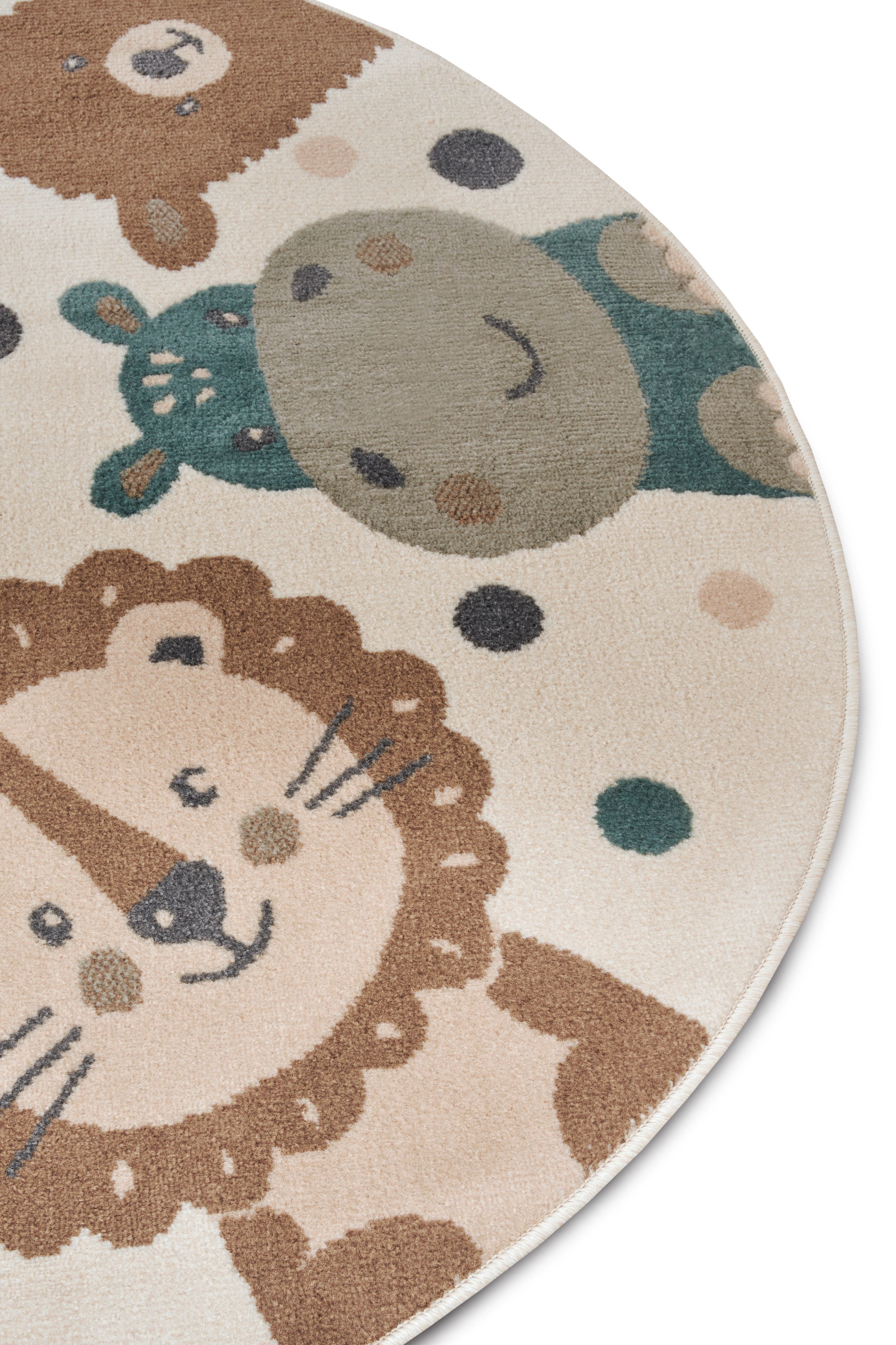 HANSE Home Kinderteppich Adventures Animal Party, rund, Höhe: 8 mm, Spielteppich, fest, Kinderzimmer, Kurzflor, Spielunterlage – Bild 5 von 5
