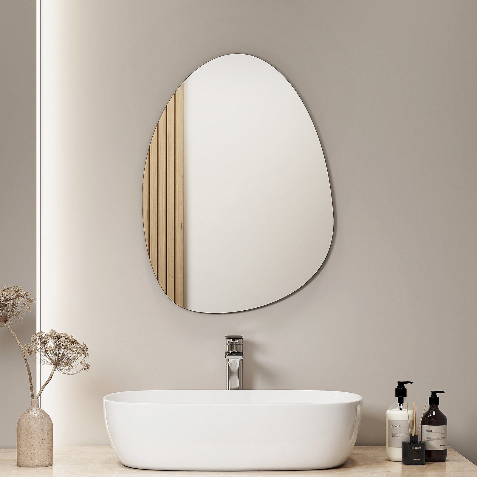 S'AFIELINA Badspiegel Badspiegel Modern Wandspiegel ohne Rahmen 45×60cm, Einfache Installation, kein Netzkabel