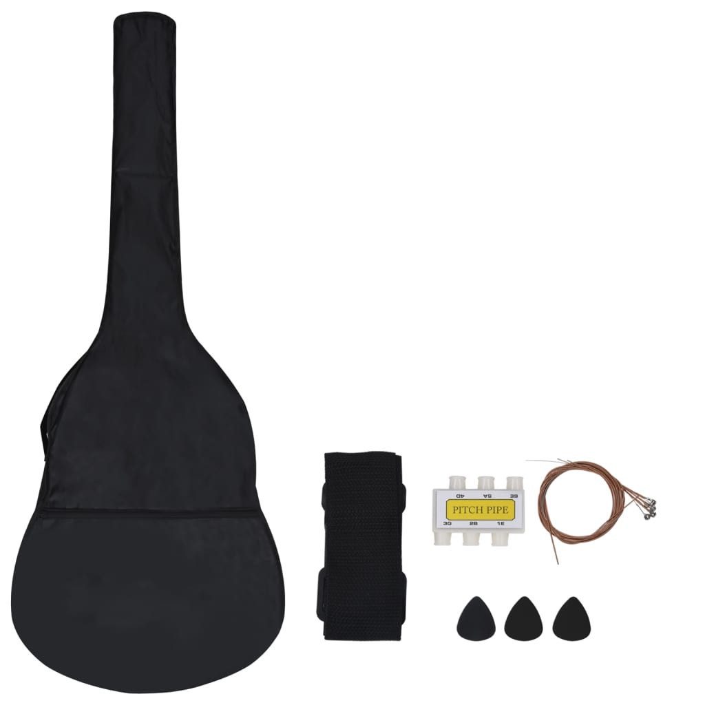 vidaXL Westerngitarre 8-tlg. Klassikgitarren-Set für Anfänger Schwarz 1/2 34"