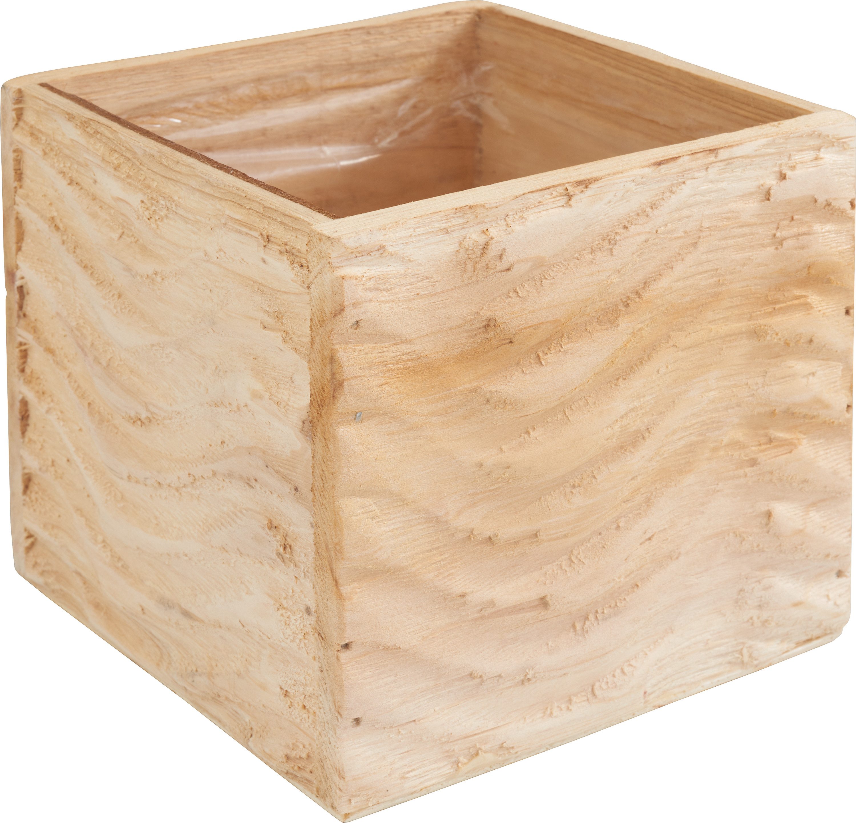Blumentopf Holz Pflanzkiste Wellig, 11x10x11cm