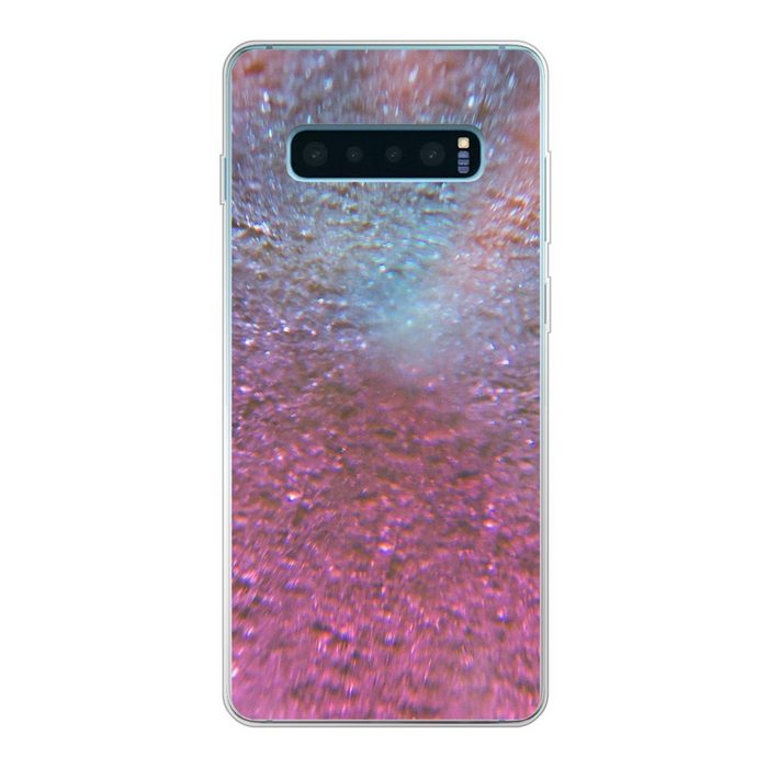 MuchoWow Handyhülle Rosa und lila Glitzer auf einem Hintergrund Phone Case Handyhülle Samsung Galaxy S10 Lite Silikon Schutzhülle