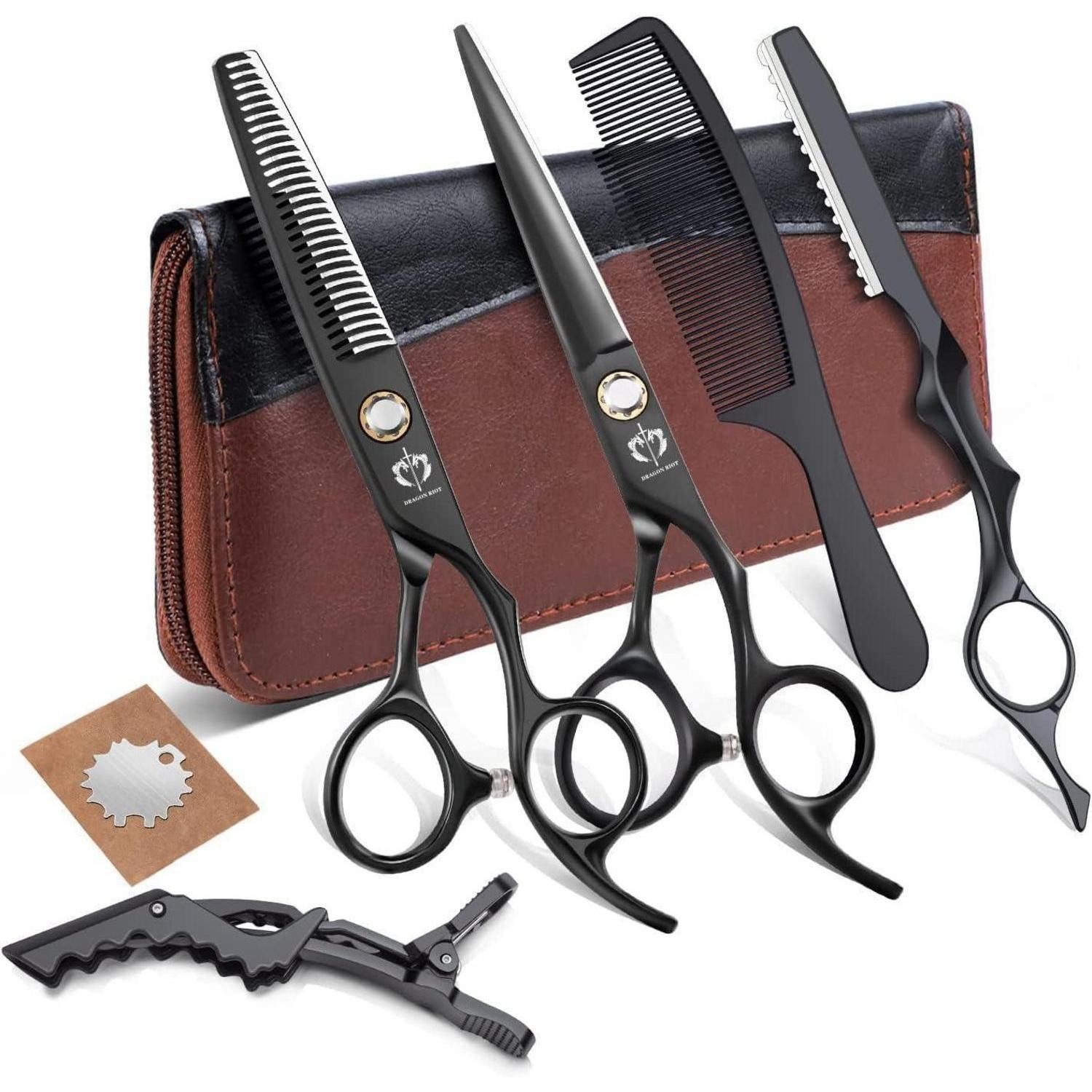 LuxusKollektion Scheren-Set Friseurschere Set 6 Zoll Schwarz