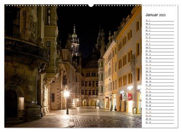 CALVENDO Wandkalender Eine Nacht in Dresden (Premium, hochwertiger DIN A2 Wandkalender 2023, Kunstdruck in Hochglanz)
