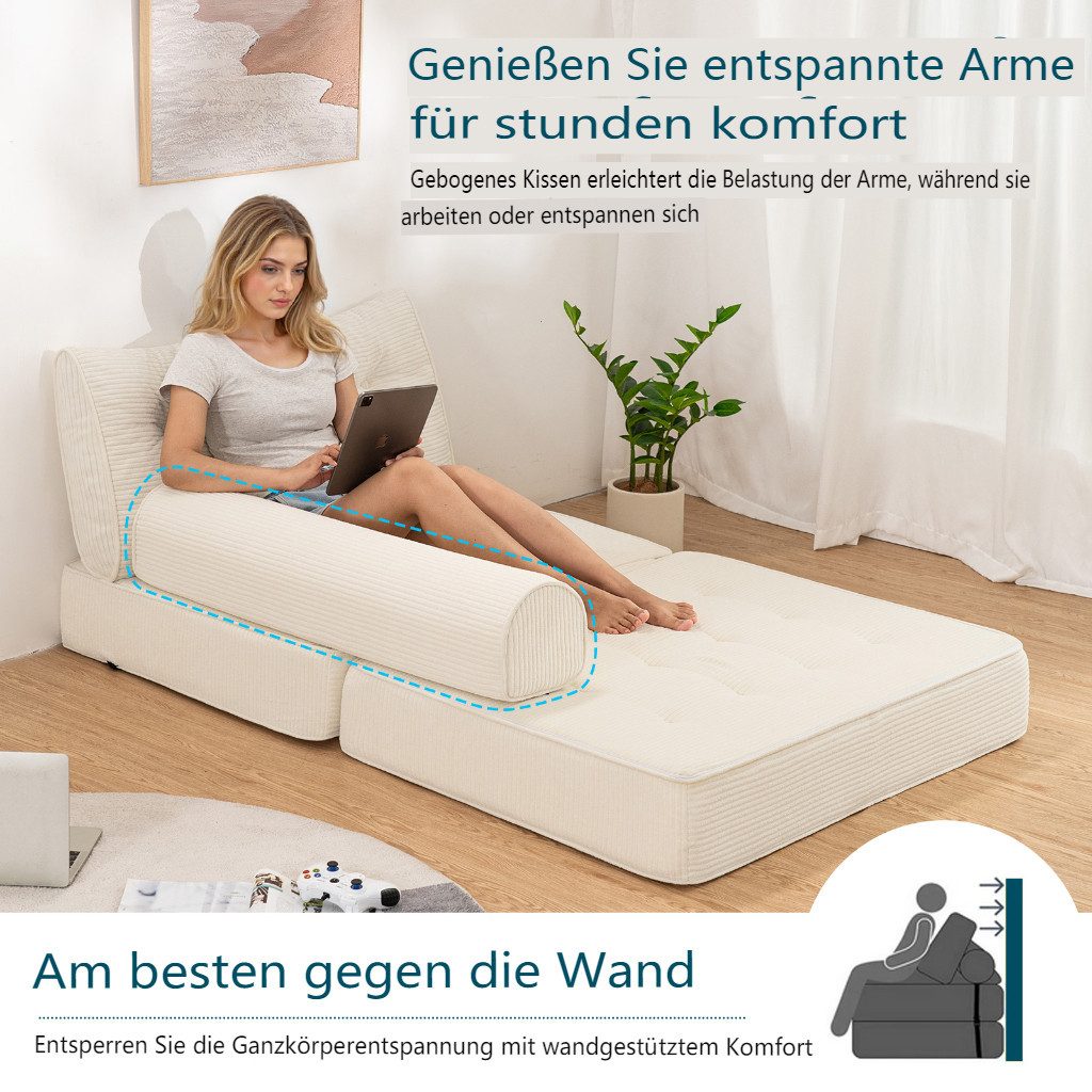 MECO Schlafsofa, Faltbares Cord-Sofa 80×100×36cm, Schlafcouch mit ergonomis günstig online kaufen