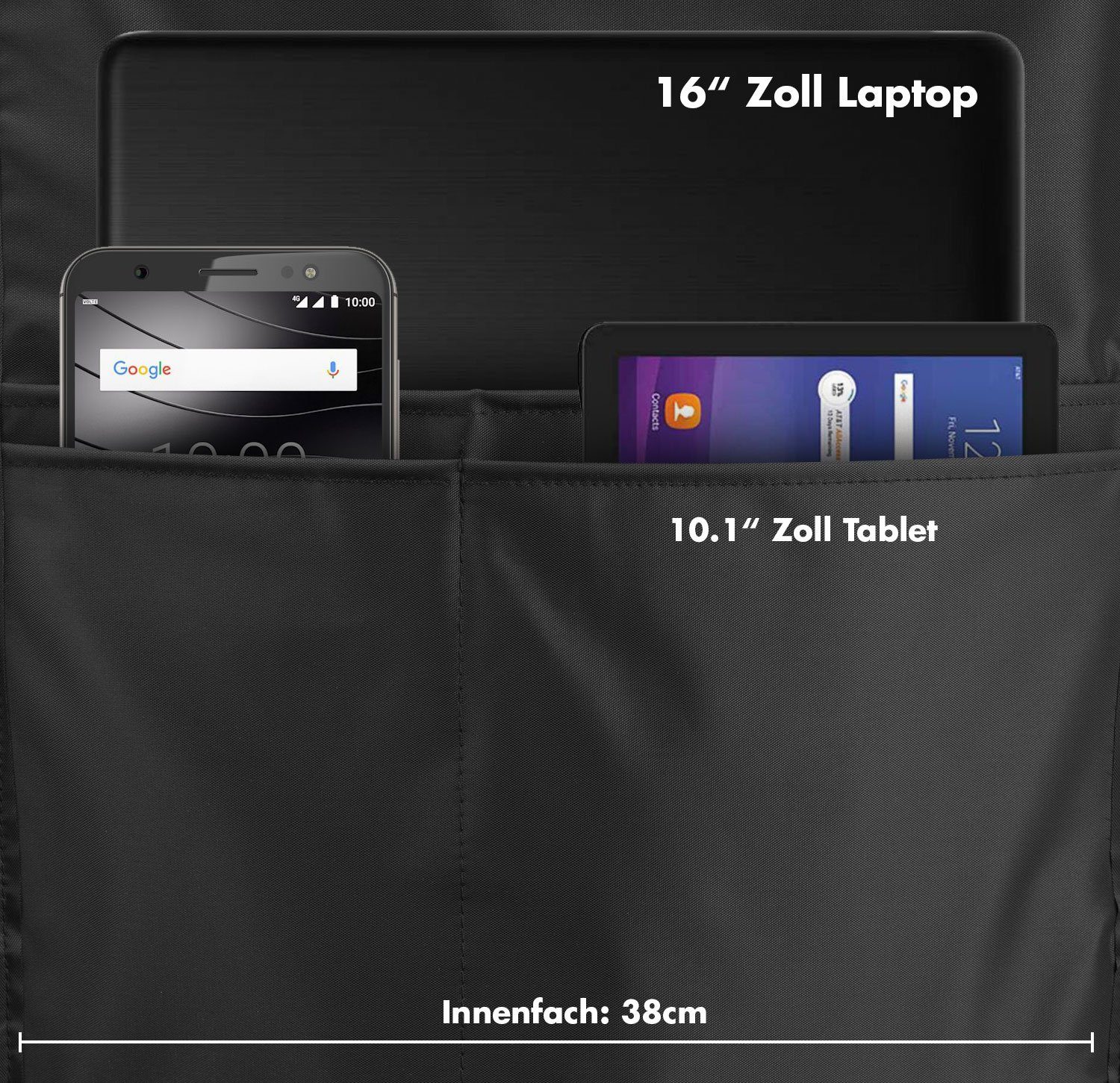 Manufaktur13 Roll-Top Tagesrucksack mit wasserdicht/wasserabweisend, Backpack Out Gurte Rollverschluss, verstellbare Black Rucksack -