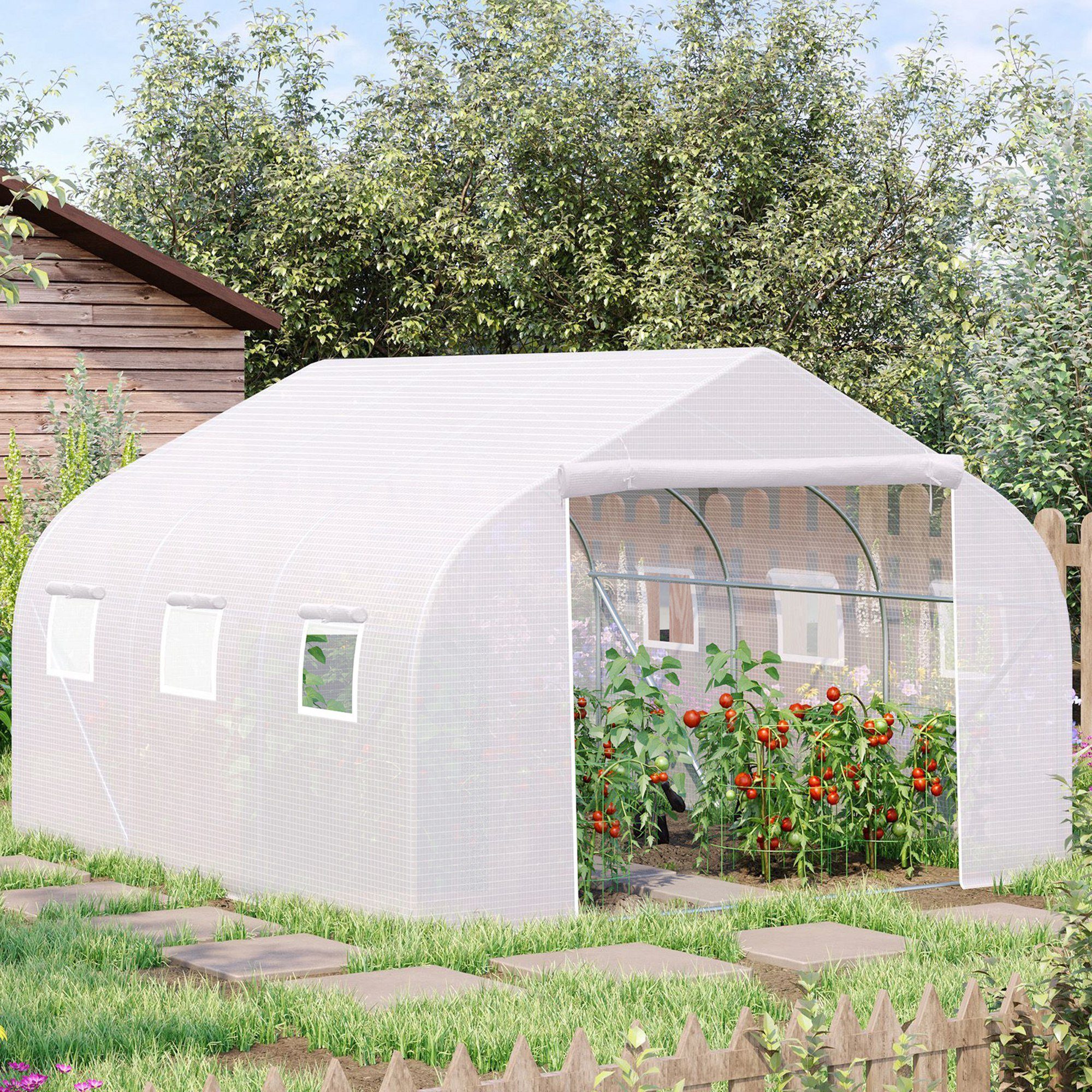 Outsunny Foliengewächshaus Tomatenhaus mit UV-Schutz, Mesh-Fenster, für Gar günstig online kaufen