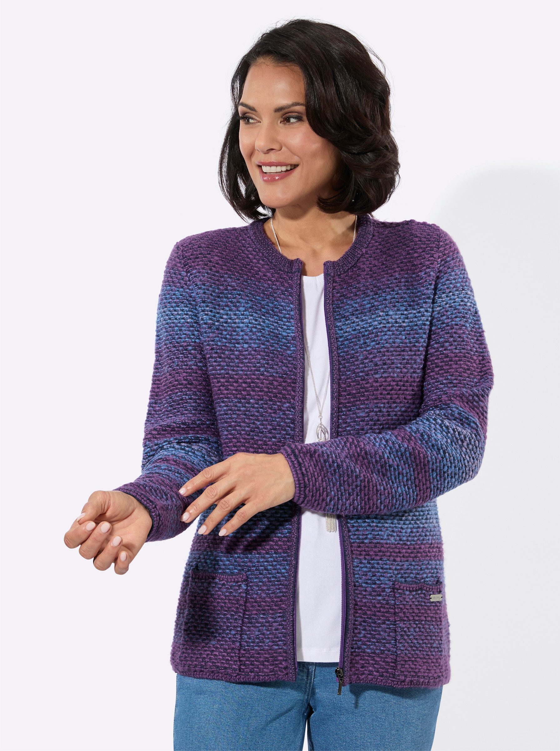 Strickjacke Strickjacke Langarm Materialmix