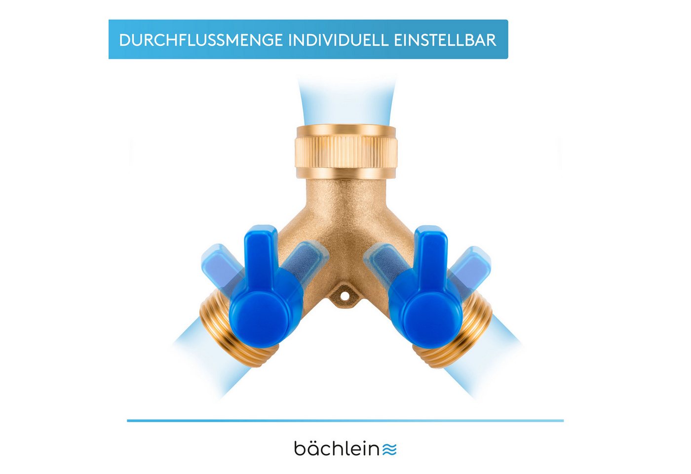 Thumbnail - Bächlein 2-Wege-Ventil Hochwertiger Y-Verteiler, (genormtes Gewinde), 360° rotierbarer Wasseranschluss für zwei Geräte m...