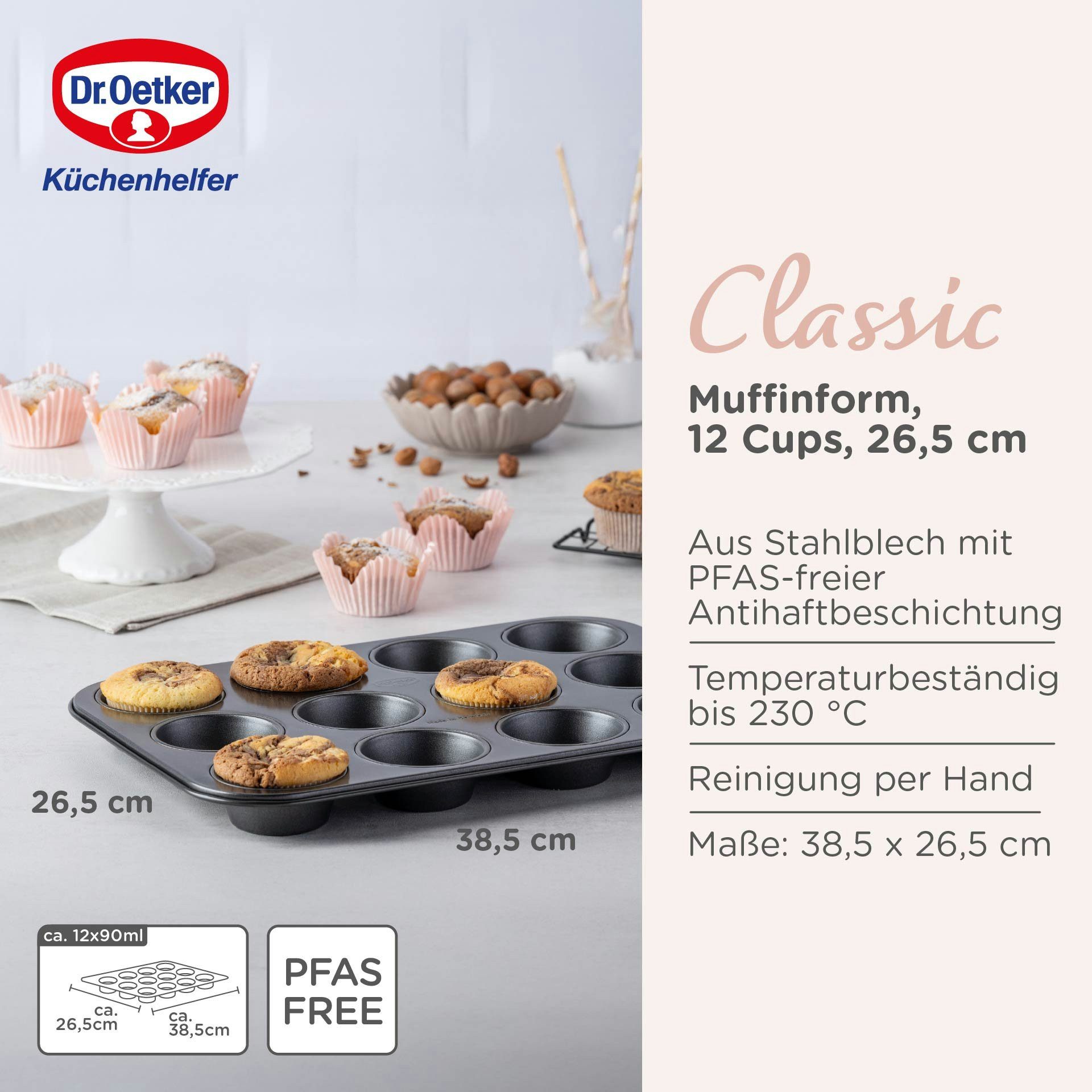 Dr. Oetker Küchenhelfer Muffinform Backform, Muffinblech, Cupcake-Form, Küchenhelfer