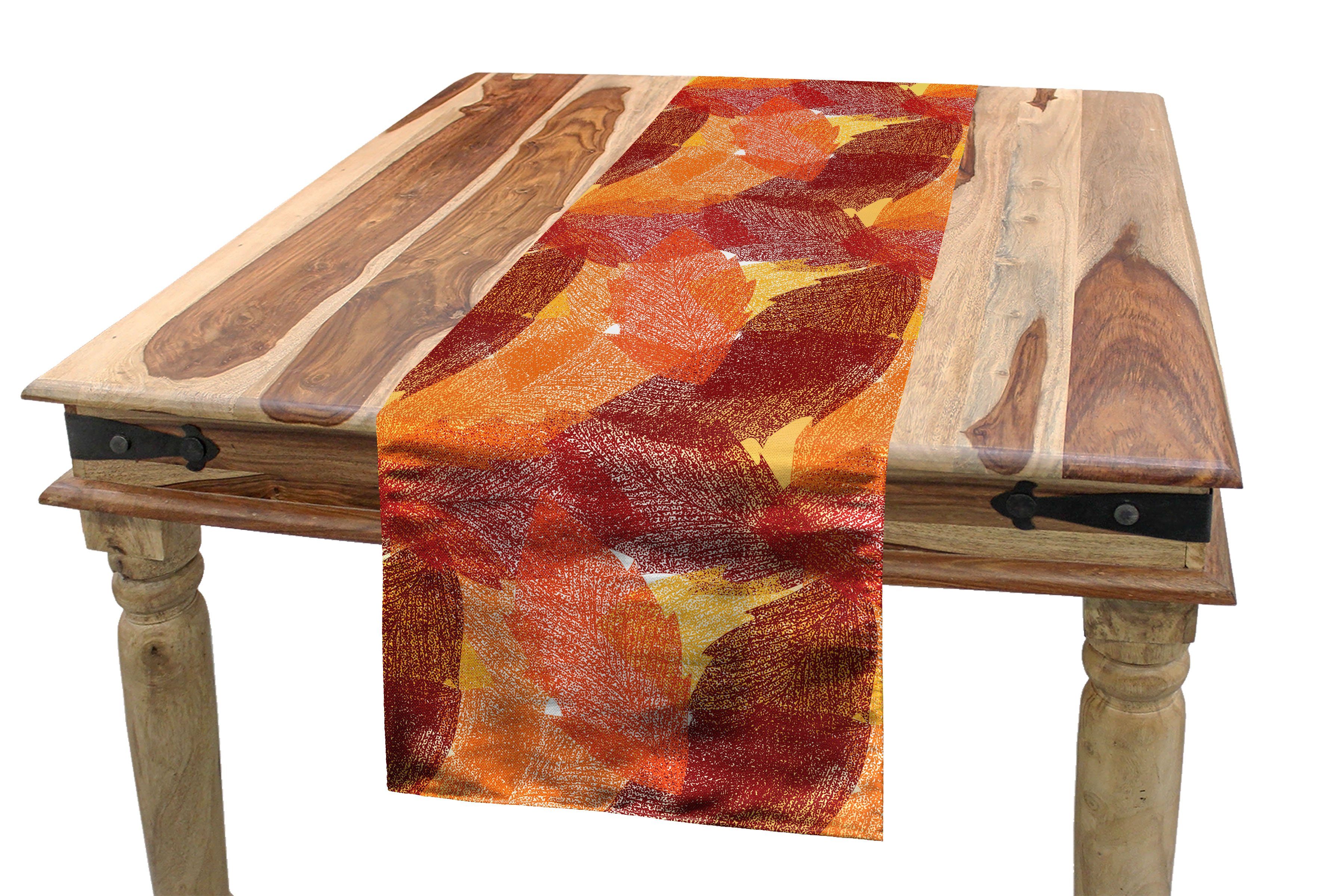 Abakuhaus Blatt-Motiv- Dekorativer Blätter Warm Rechteckiger Detaillierte Küche Tischläufer, Tischläufer Esszimmer