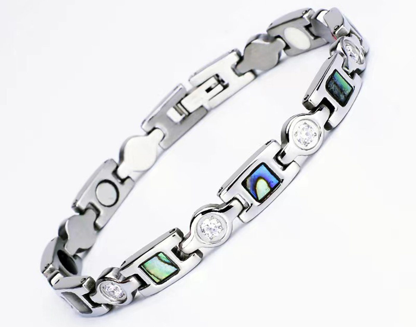 Haiaveng Bettelarmband Gliederarmband Damen Armband, Edelstahl-Armband,Magnetarmband silvery