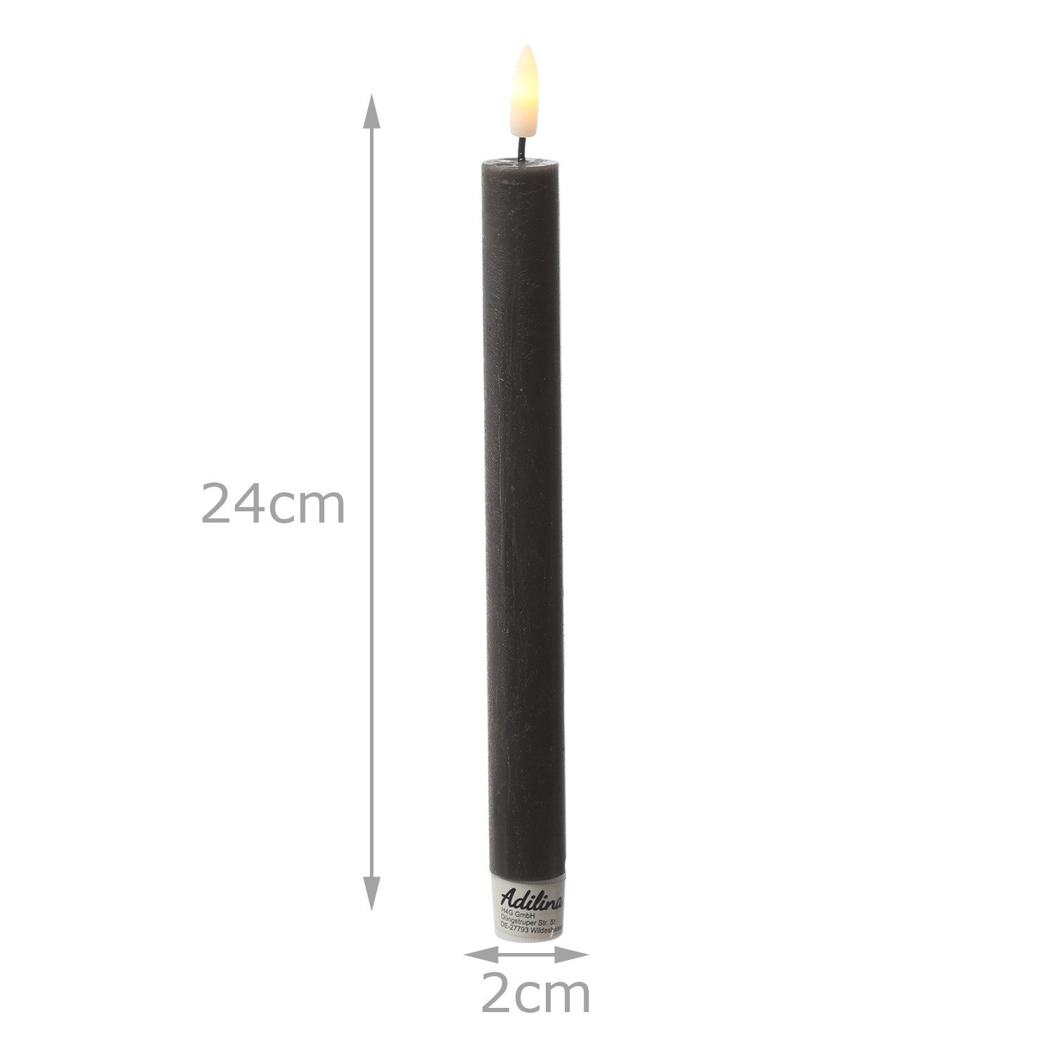 Adilina LED-Kerze LED Stabkerzen Tafelkerzen Dinner Spitzkerzen Rustik 24cm schwarz 2St, warmweiß (2100K bis 3000K) – Bild 5 von 5