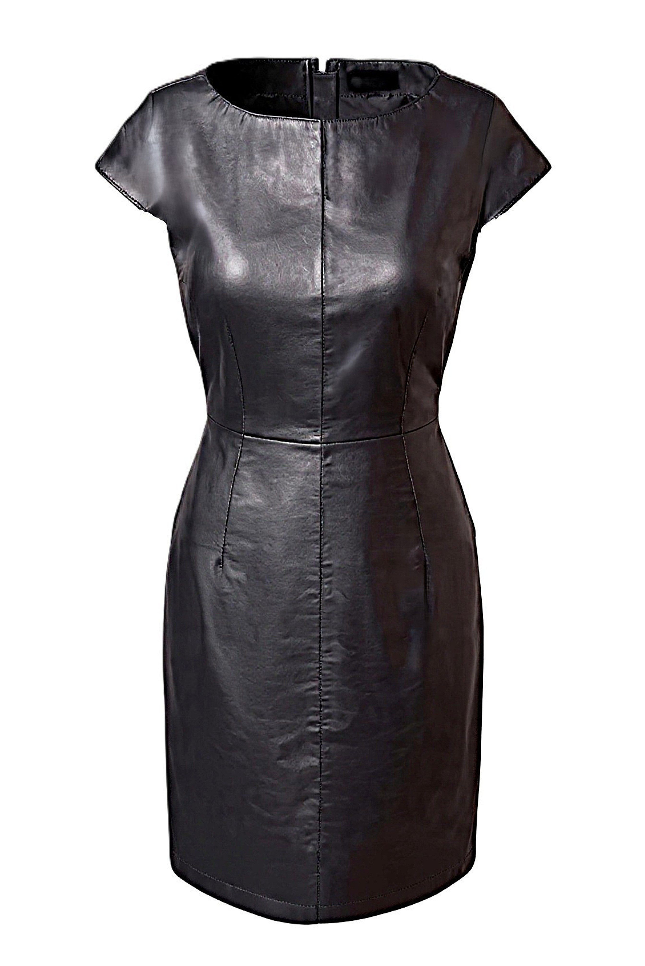 Be Noble Lederkleid Maxima Designkleid in einer raffinierten Schulterpartie