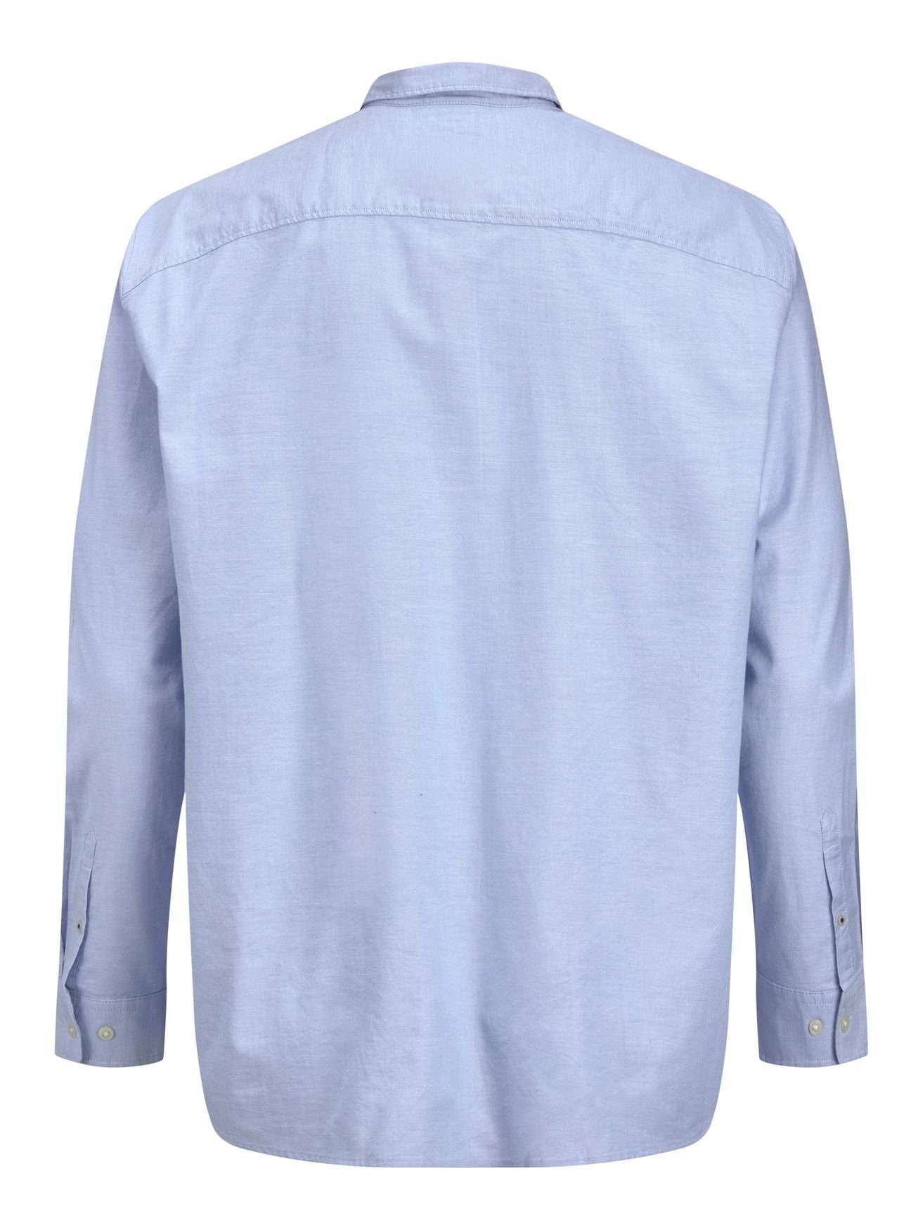 Übergrößen Blau Einfarbiges Langarmhemd Hemd in 4447 Plus JJEOXFORD & Jack Jones Business Size Shirt