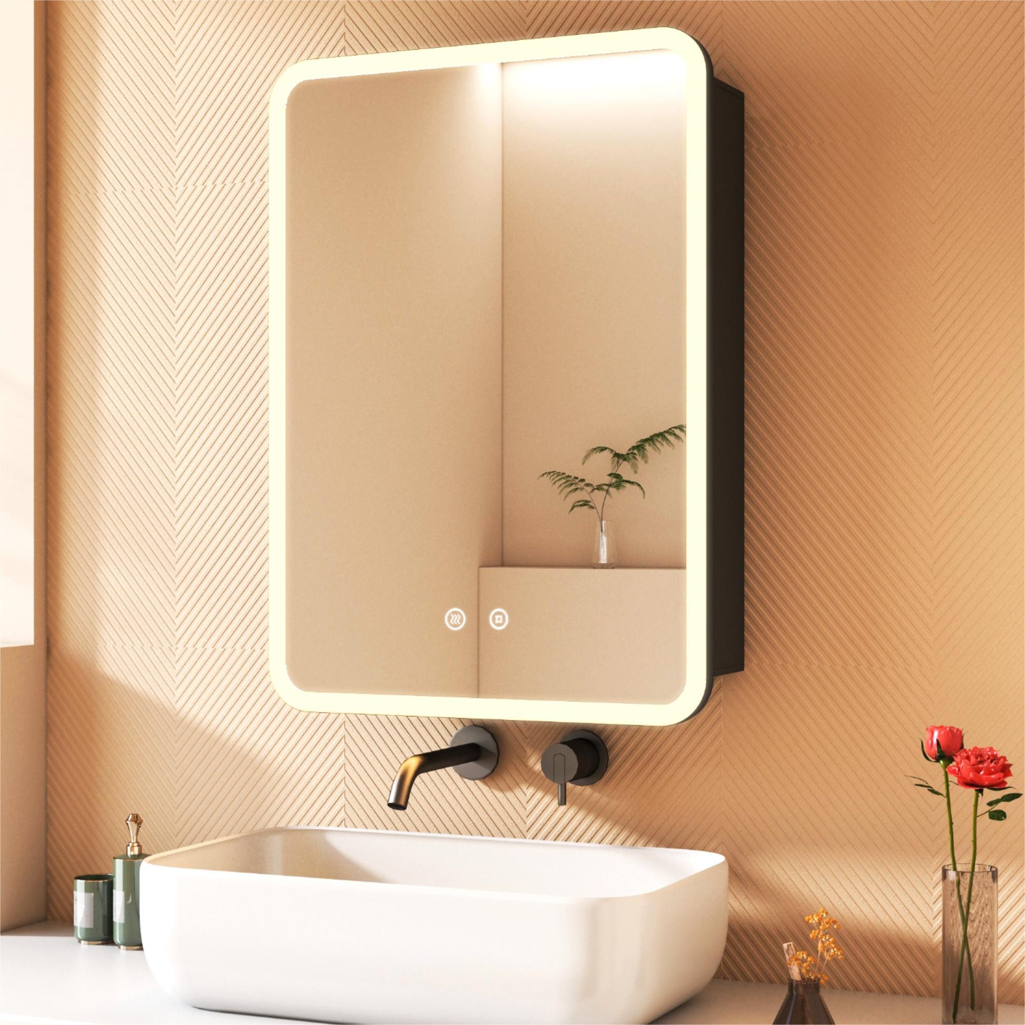 WDWRITTI Spiegelschrank Bad Alu 50x70cm Badezimmerspiegelschrank mit LED Be günstig online kaufen