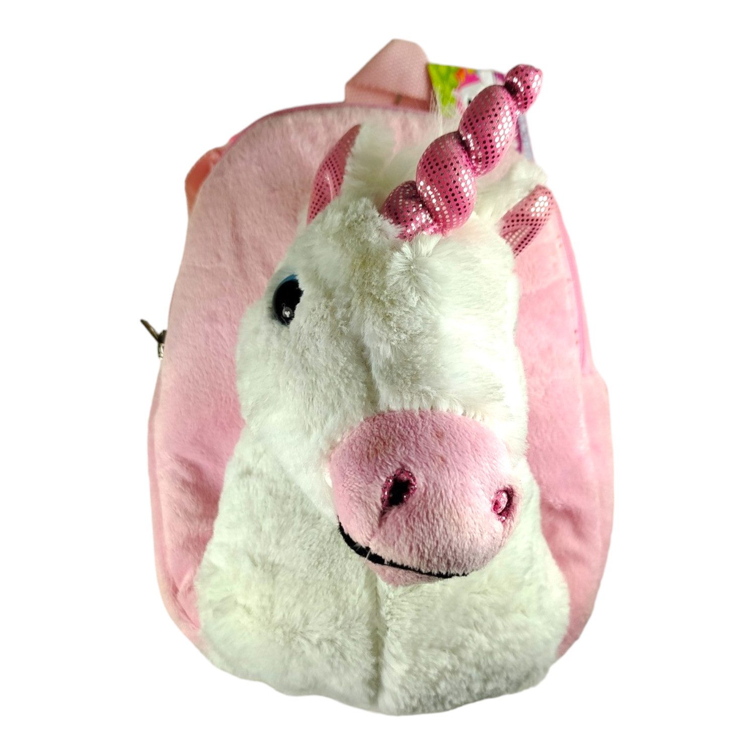 Toys Amsterdam Rucksack Einhorn Rucksack mit Plüschkopf Unicorn Kinderrucksack