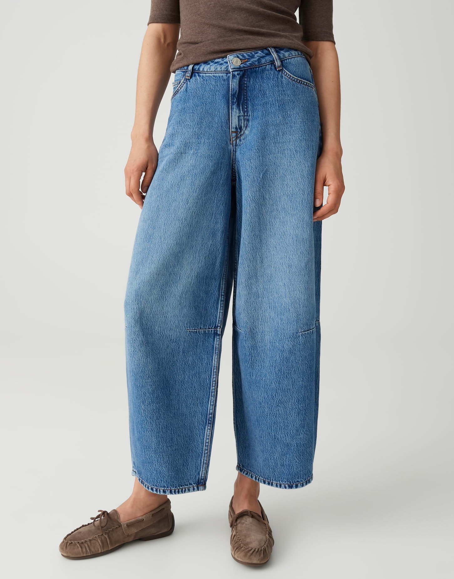 OPUS Relax-fit-Jeans LOLAH PARIS Barrel Jeans aus BCI Cotton Mid Rise Abnäher am Knie