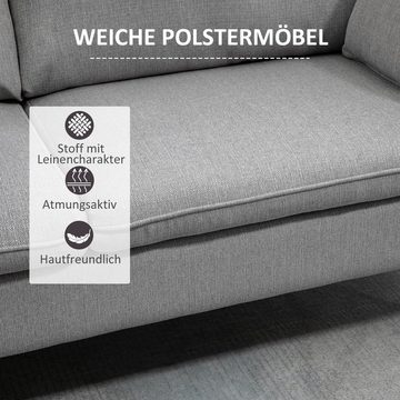 HOMCOM 2-Sitzer Sofa Polstersofa Doppelsofa Zweisitzer mit Leinenoptik