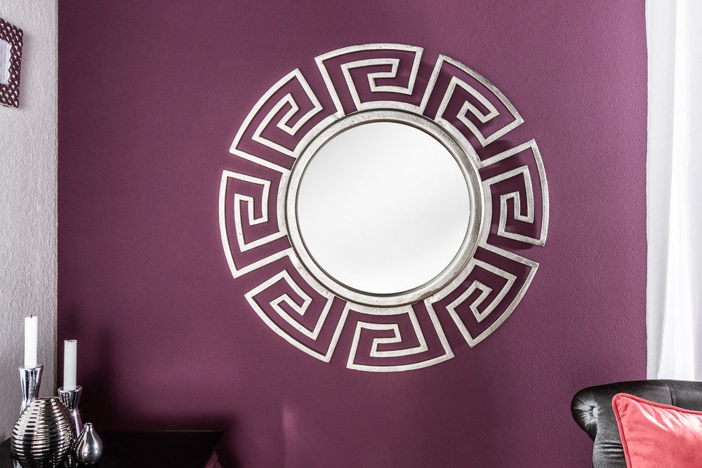 riess-ambiente Wandspiegel EUPHORIA XL 85cm silber, Wohnzimmer · rund · mit Rahmen · Metall · Handmade · Deko