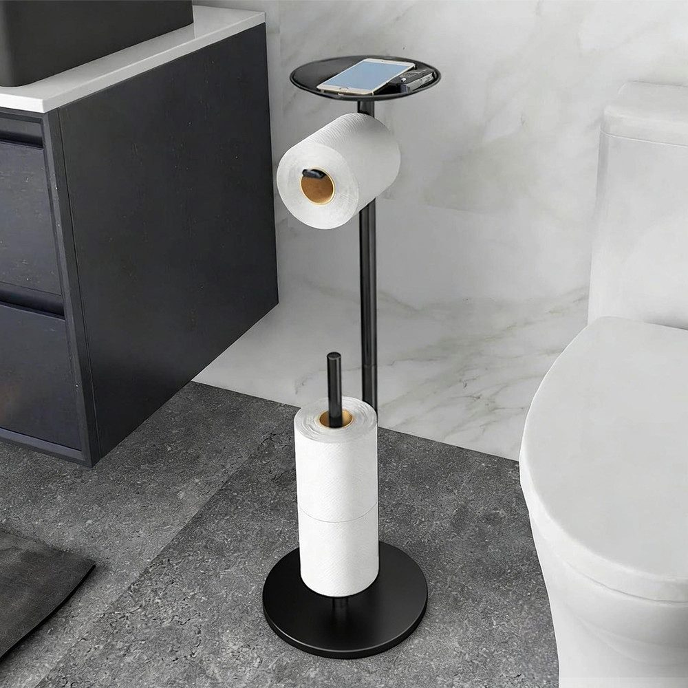 TUWENA Toilettenpapierhalter Toilettenpapierhalter Stehend mit Ablage Oben, Klorollenhalter Stehend
