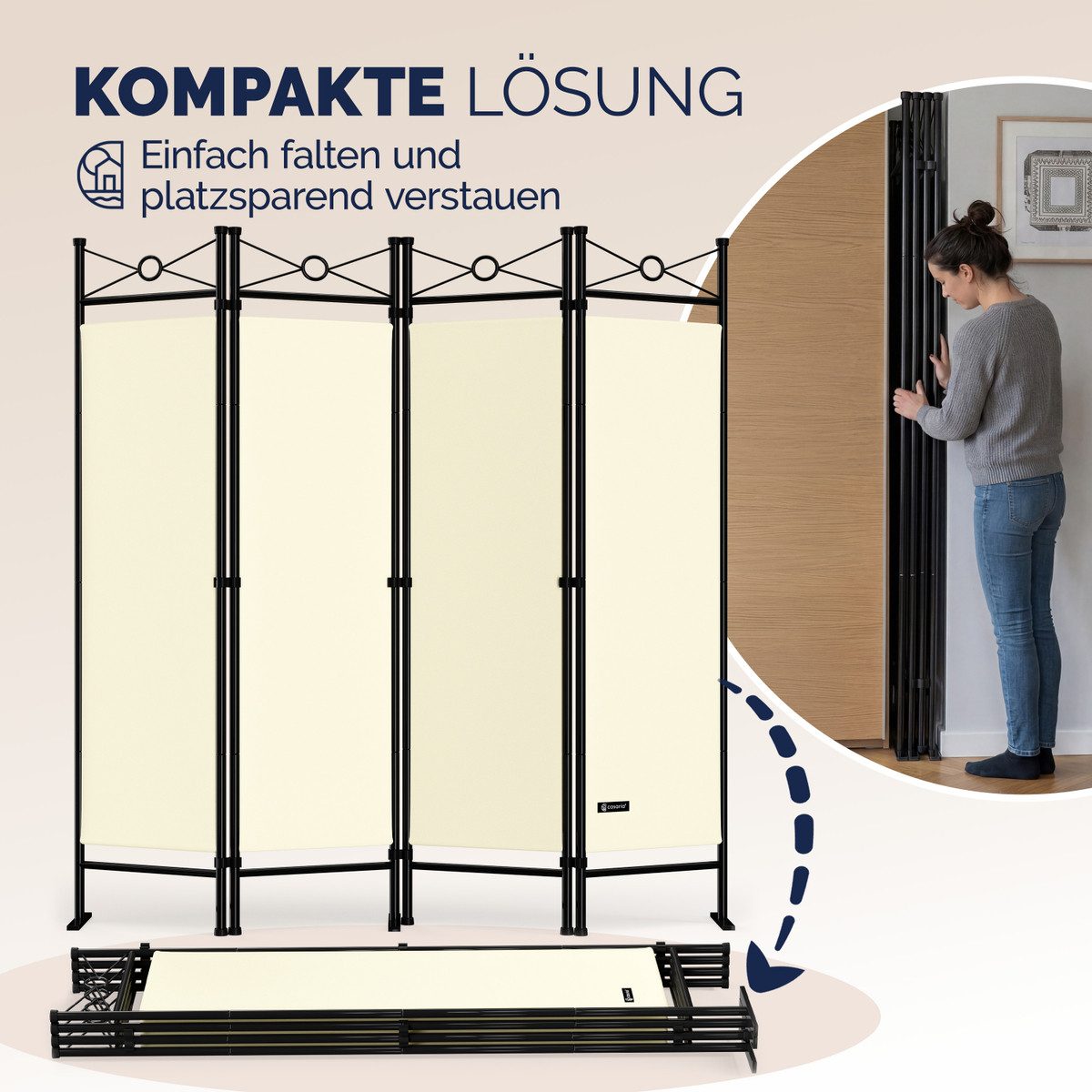Deuba Paravent Lucca, 2er Set 180x163cm Verstellbar Faltbar Stabil 4 teilig Indoor