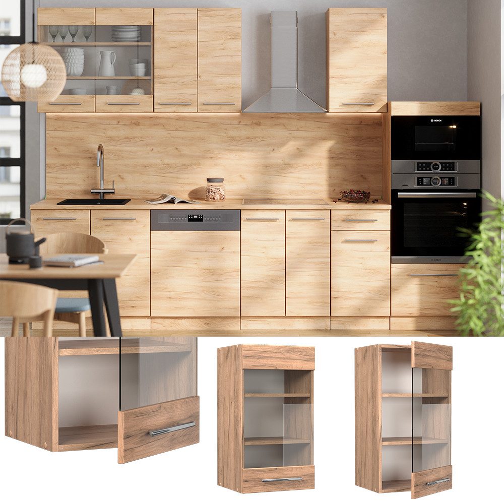 Vicco Glashängeschrank Fame-Line, Goldkraft Eiche/Goldkraft Eiche, günstig online kaufen