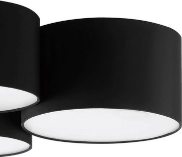 EGLO Deckenleuchte PASTORE 2, Leuchtmittel wechselbar, ohne Leuchtmittel, Deckenlampe aus Textil in Schwarz und Weiß, E27, Schlafzimmerlampe