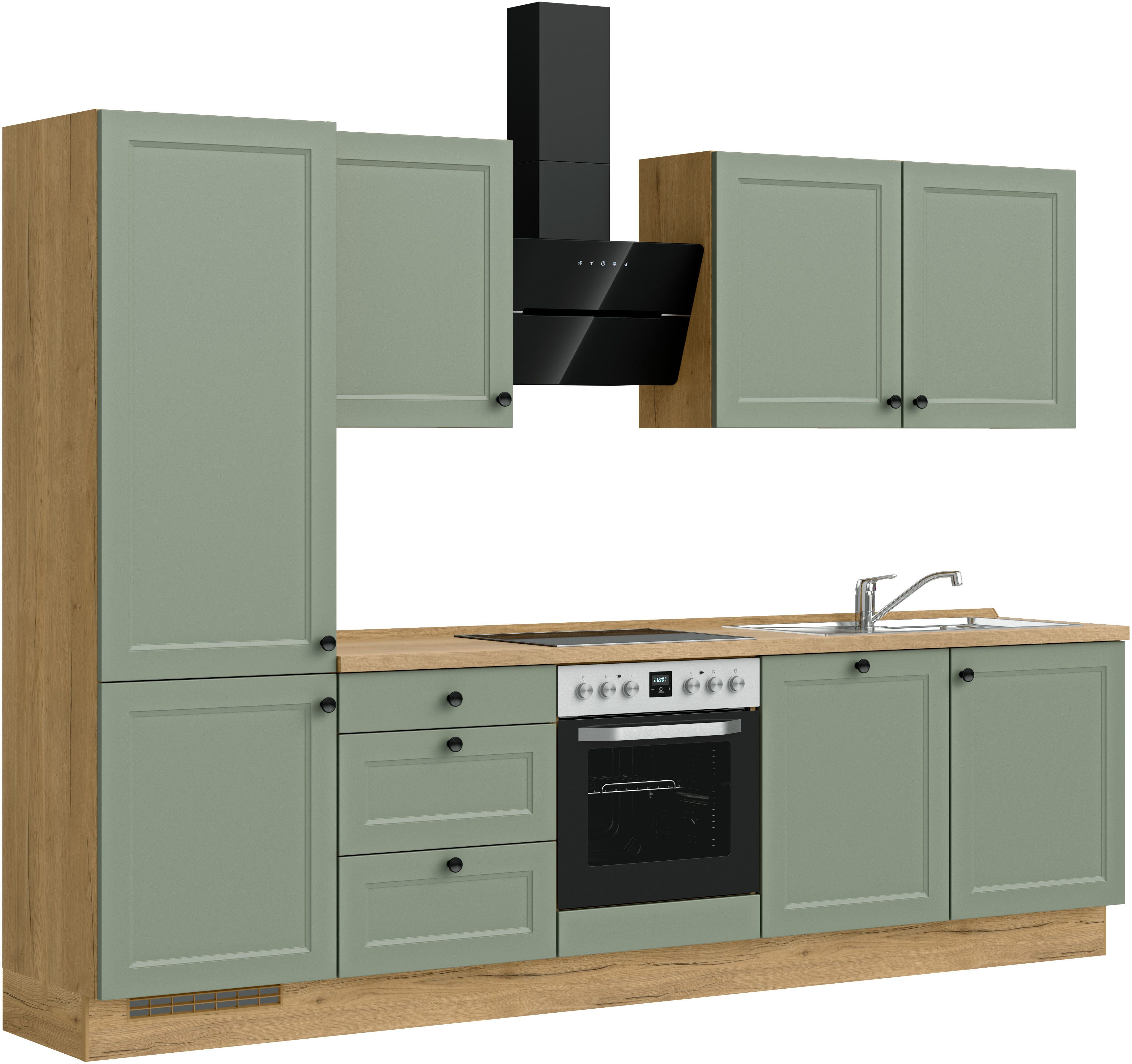 nobilia® Küchenzeile "Cascada II", NEU: individuell anpassbar mit gratis Profi-Beratung, vormontiert, Breite 300 cm, Ausrichtung wählbar, wahlw. mit E-Geräten