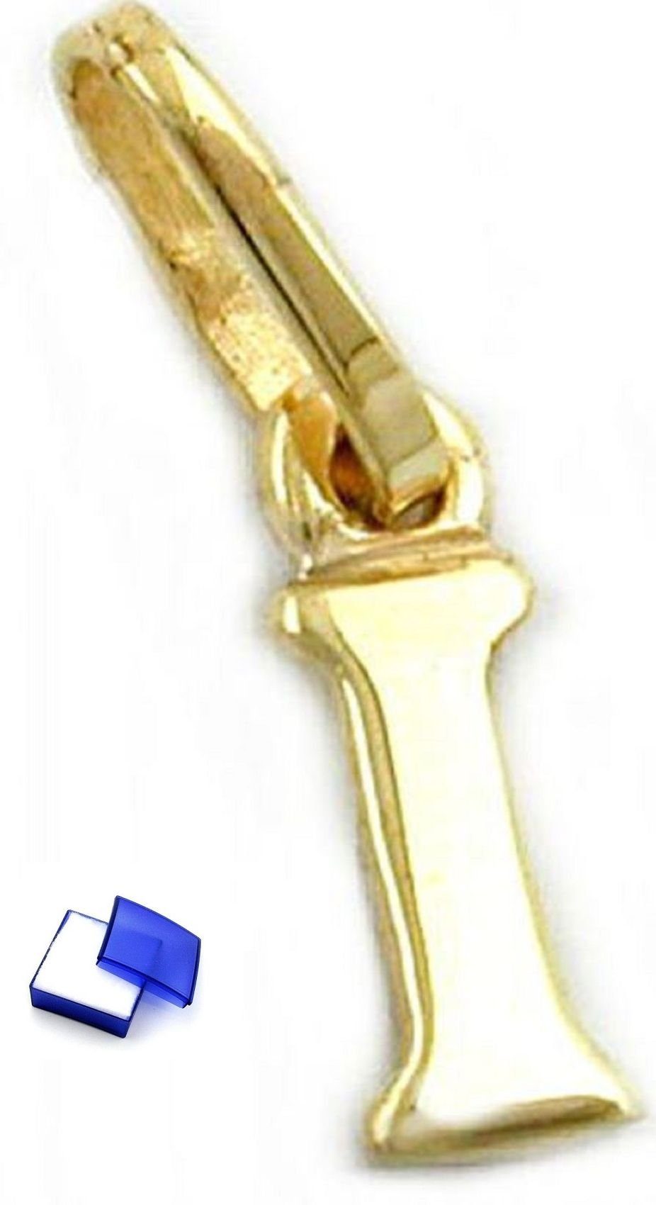 unbespielt Buchstabenanhänger Schmuck Kettenanhänger Anhänger Buchstabe I glänzend aus 375 Gold 8 x 3 mm, Goldschmuck für Damen und Herren