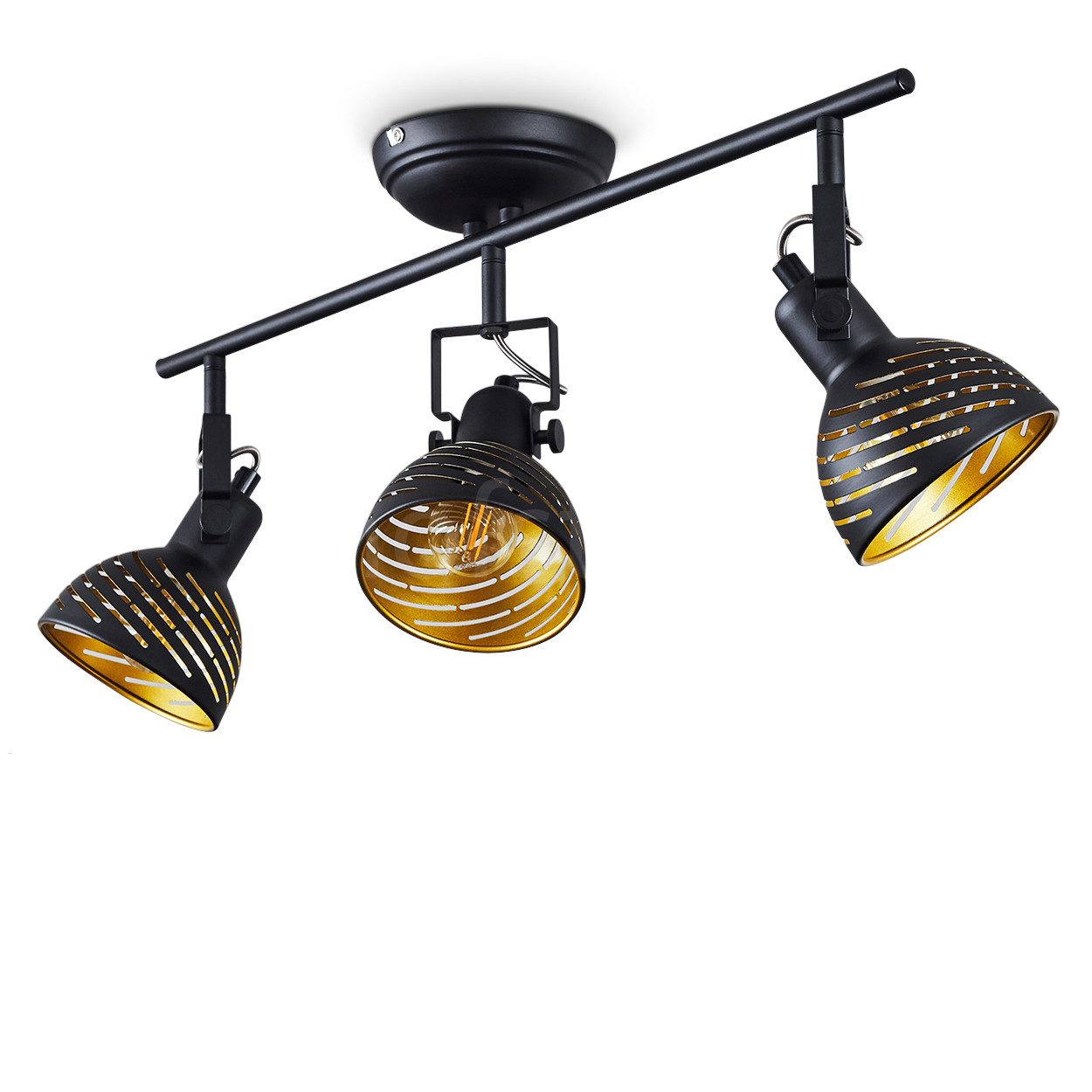 hofstein Deckenleuchte »Mitterthal« Deckenlampe, Metall, Schwarz/Goldfarben günstig online kaufen