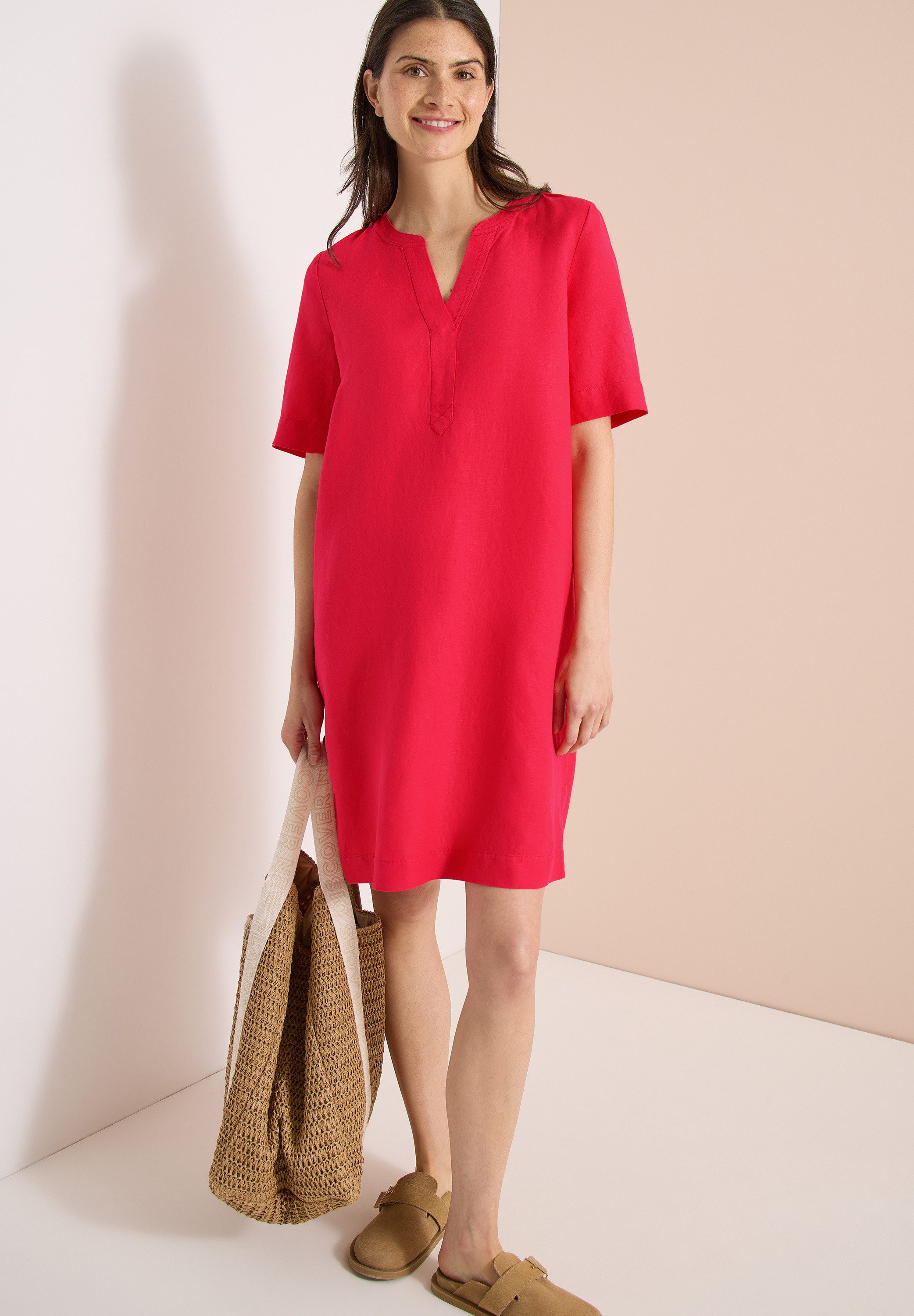 CECIL Midikleid Sommerkleid aus Leinenmix