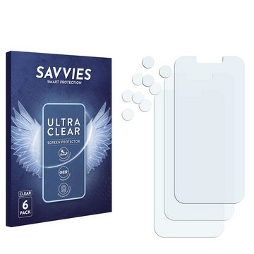 Savvies Schutzfolie für Apple iPhone 13 Pro (Display+Kamera), Displayschutzfolie, 6 Stück, Folie klar