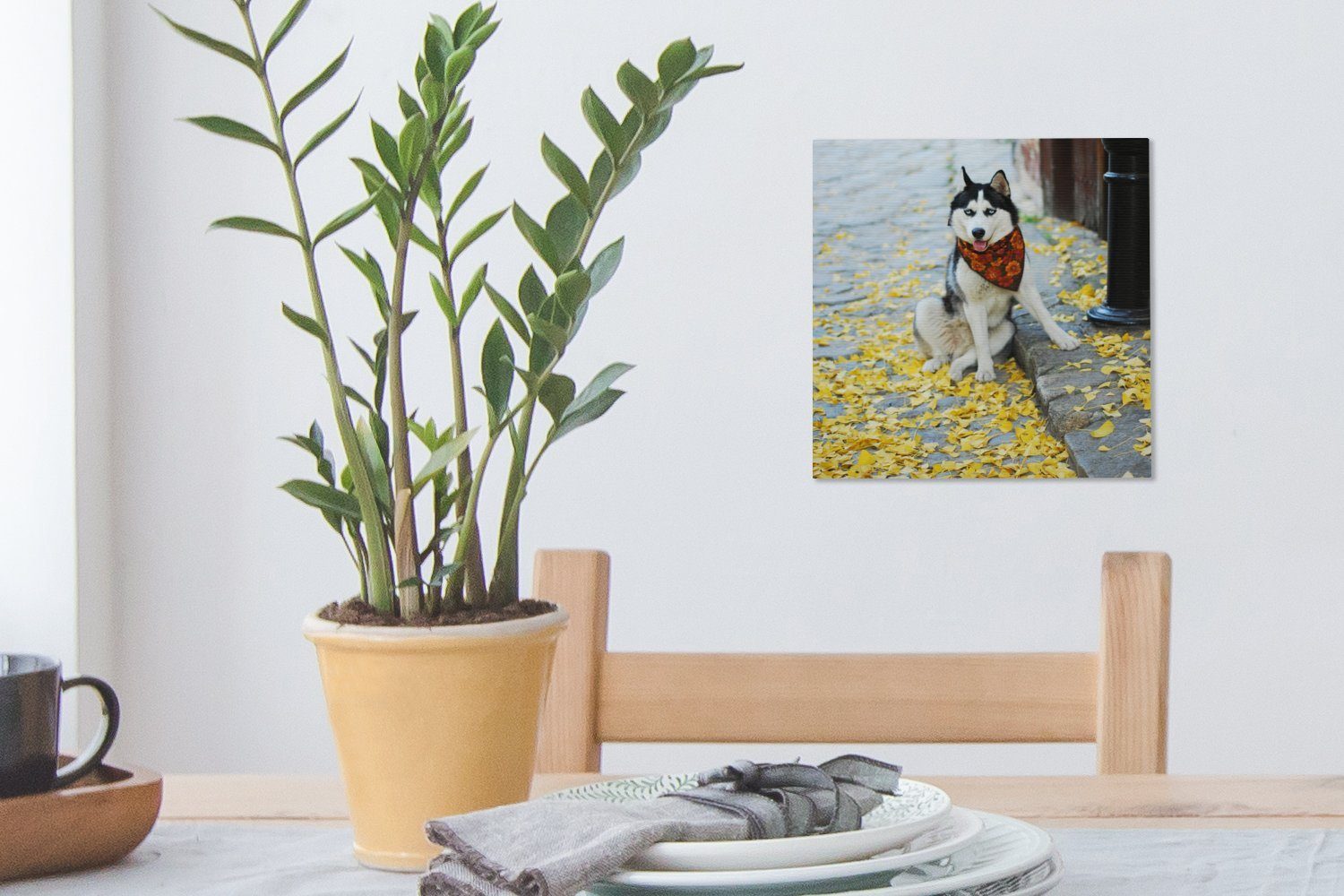 - Leinwand Husky, - für Leinwandbild Schlafzimmer Hund St), Wohnzimmer (1 Herbst Bilder OneMillionCanvasses®