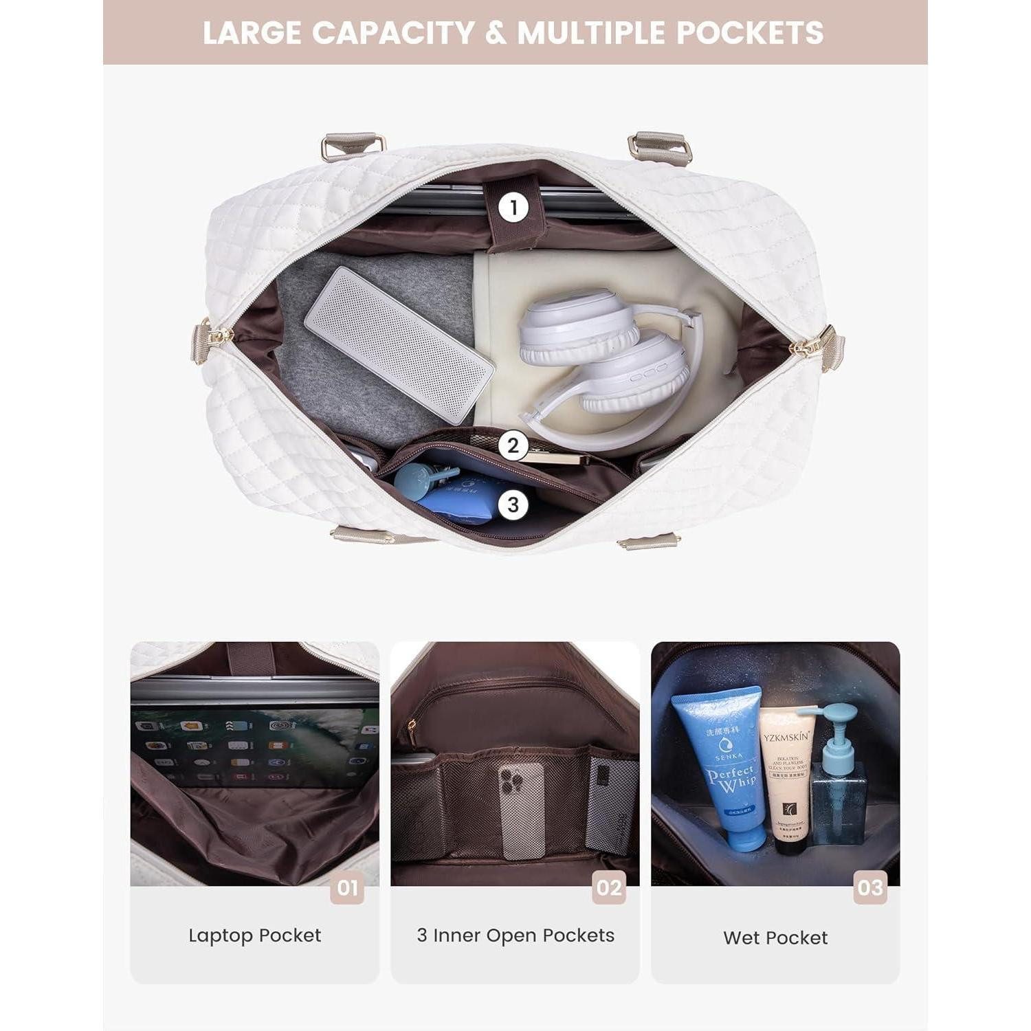 LuxusKollektion Reisetasche Große Reisetasche Damen mit Schuhfach Handgepäck Sporttasche für