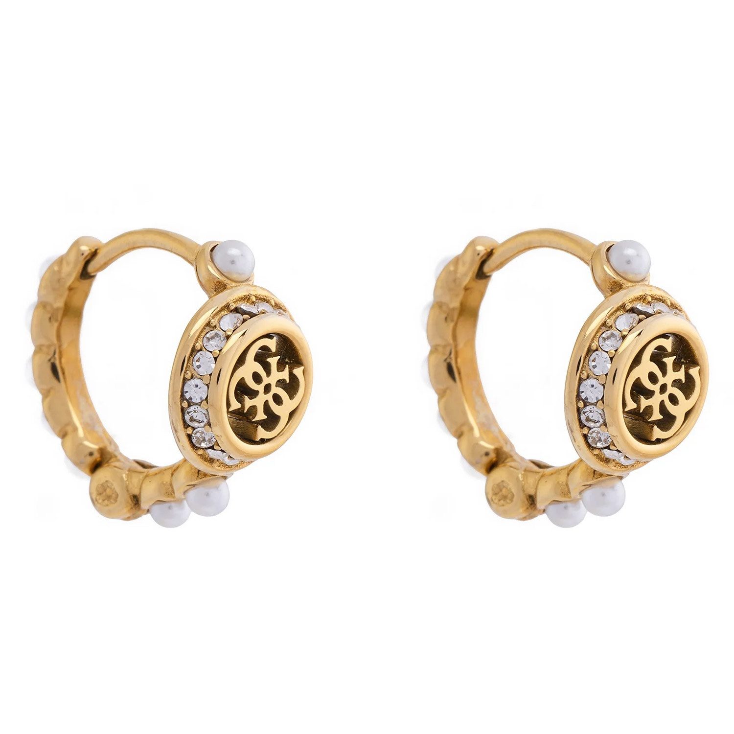 Guess Paar Серьги-кольца Damen-4G Tiny Pearly Huggies Goldfarben