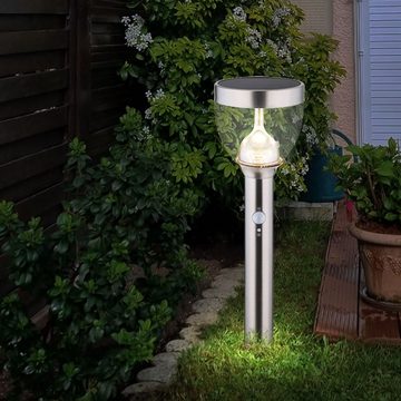 etc-shop LED Gartenleuchte, LED-Leuchtmittel fest verbaut, Solar Gartenleuchte Bewegungsmelder Wegleuchte Außen