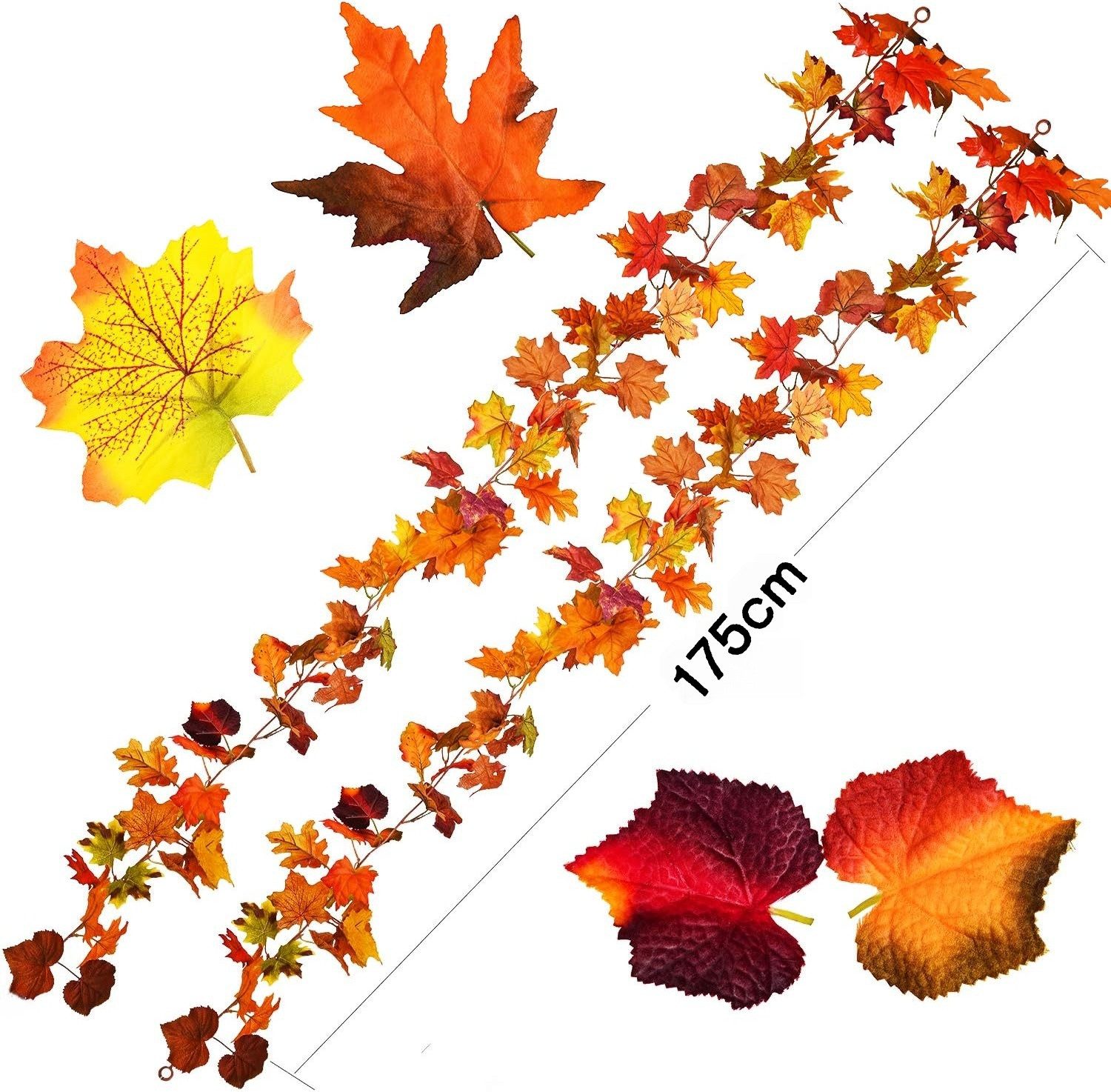 Kunstranke Herbst Girlande Ahornblätter, Ahornblatt Kürbis Herbstkranz, Sorvyzxn, Halloween Girlande Dekorationen für Tisch Kamin Fenster Außenbereich