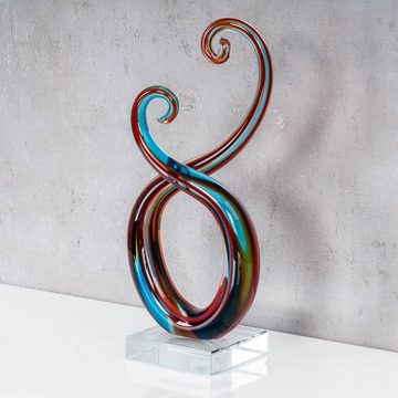 Levandeo® Skulptur, Skulptur H28cm Glas Glasdeko Blau Rot Deko Design Figur Unikat