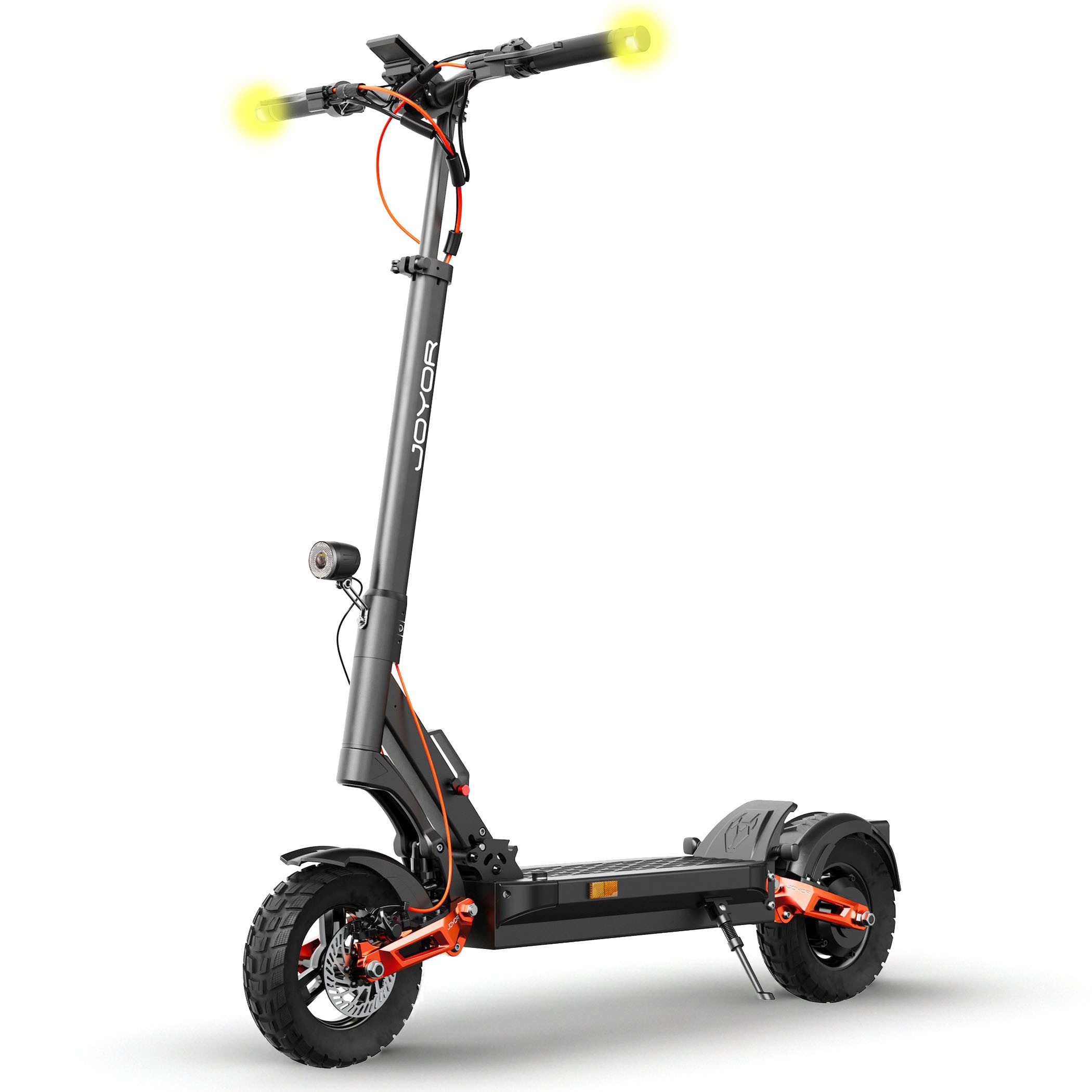 JOYOR E-Scooter T6E Pro bis 90km Reichweite Blinker offroad Straßenzulassung ABE 500W, 500 W, 20 km/h, (Long-Range-Performance-Kit, mit hydraulischer Vollfederung und Blinkern), Blinker, hydraulische Federung, Bremslicht