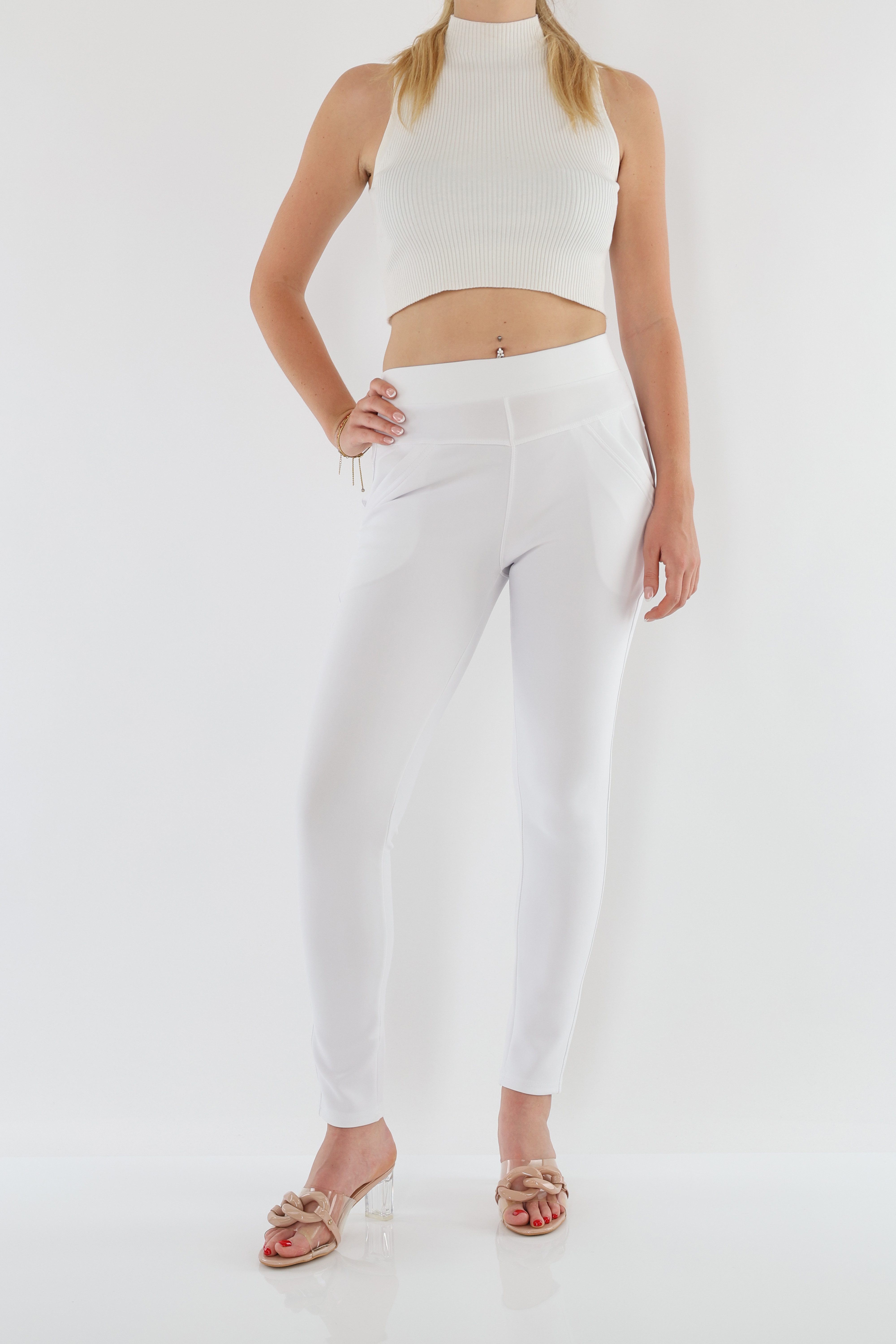 MIRROSI Stretch-Hose Damen Hosen High Waist Strech Hose Elegant Kurzgröße günstig online kaufen