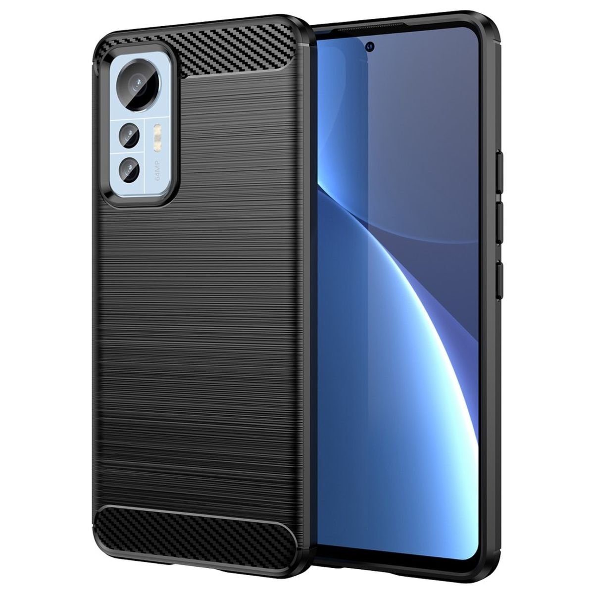CoverKingz Handyhülle Hülle für Xiaomi 12 Lite 5G Handyhülle Silikon Case Bumper 16,63 cm (6,55 Zoll), Handyhülle Bumper Silikoncover Softcase Carbonfarben