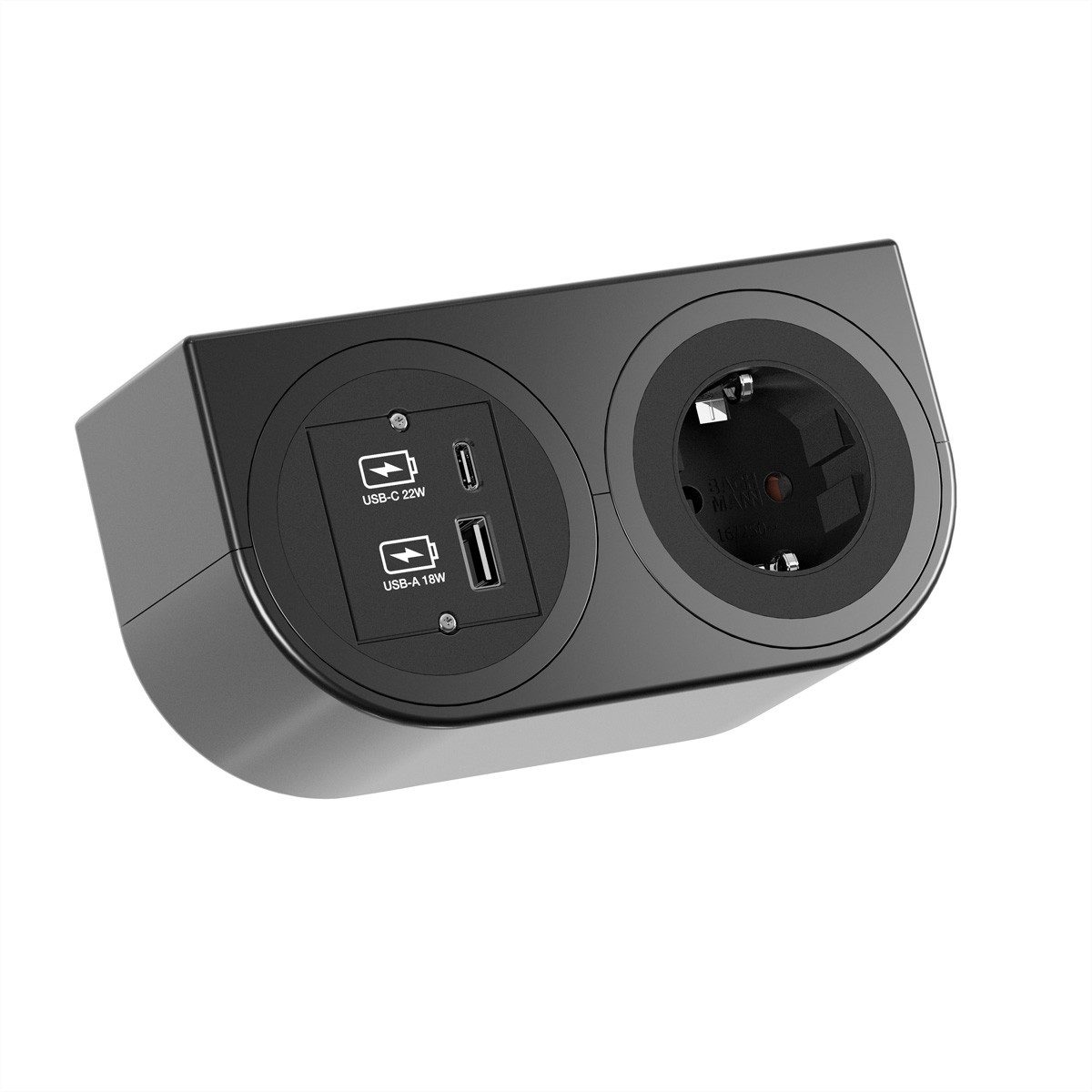 Bachmann PIX HOLDER DOUBLE Einbau-Tischsteckdosenleiste (Kabellänge 0.2 m), 1x CEE7/3, 1x USB A/C, ISV, BM0020104