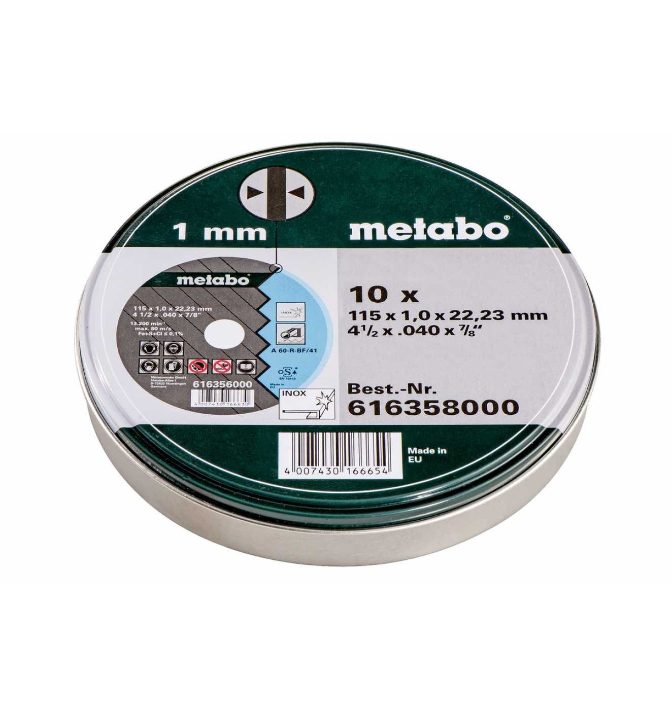 Metabo Professional Trennscheiben SP, Ø 115 mm, Inox, TF 41, in Blechdose